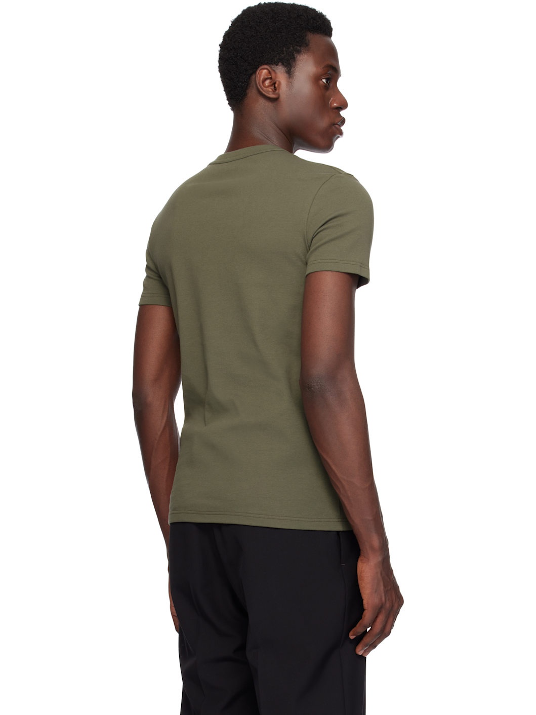 Khaki Cotton Stretch Jersey T-shirt - 3
