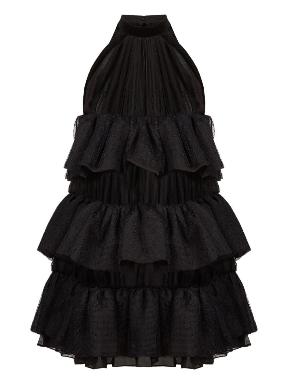 halterneck tiered mini dress - 1