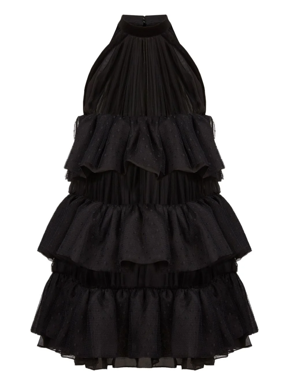 halterneck tiered mini dress - 1