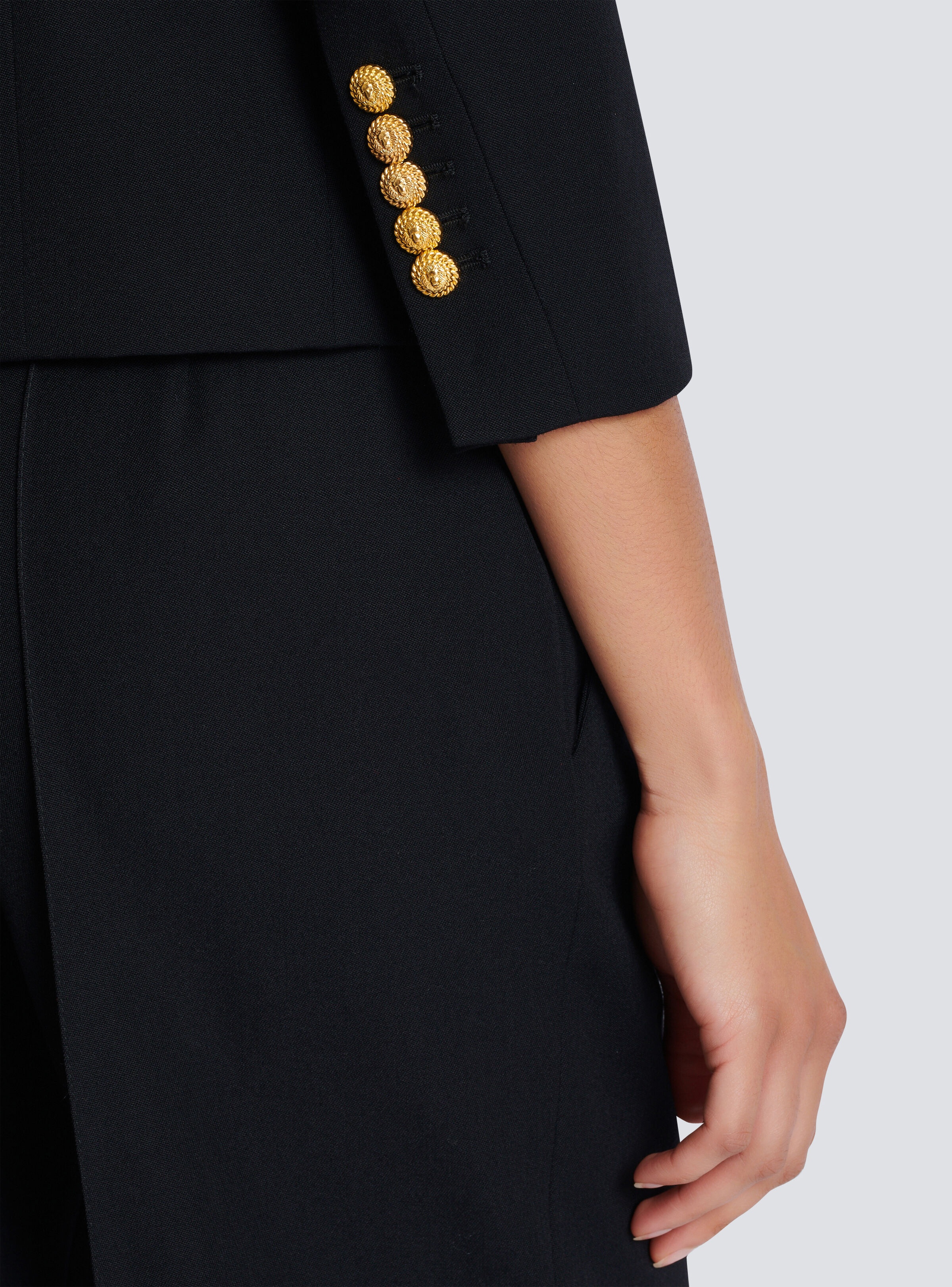 Cropped grain de poudre jacket with structured shoulders - 6
