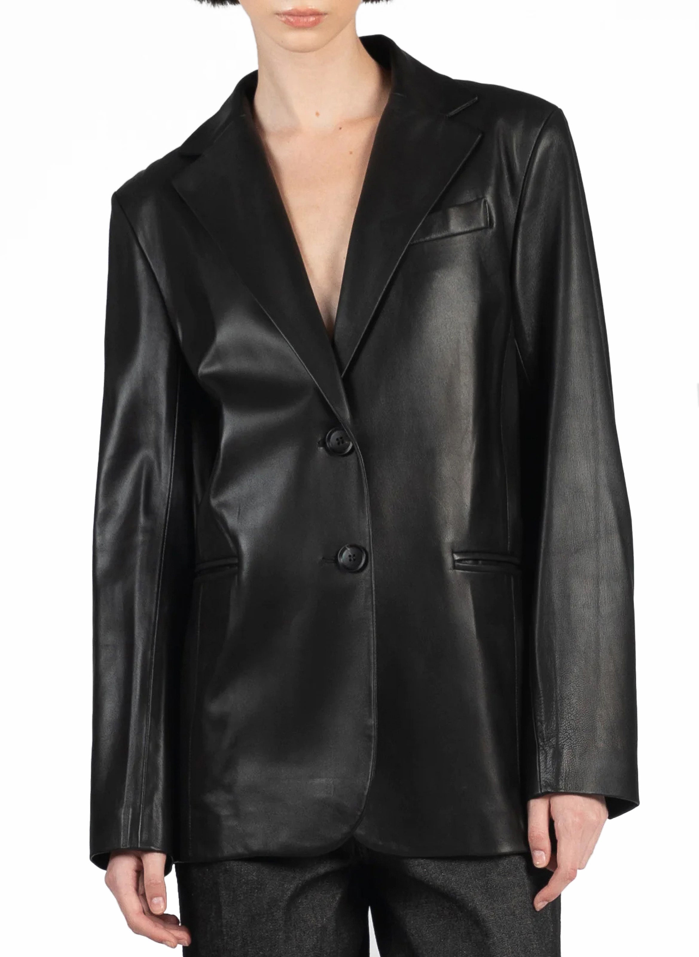 Leather Suit Jacket/Black - 2