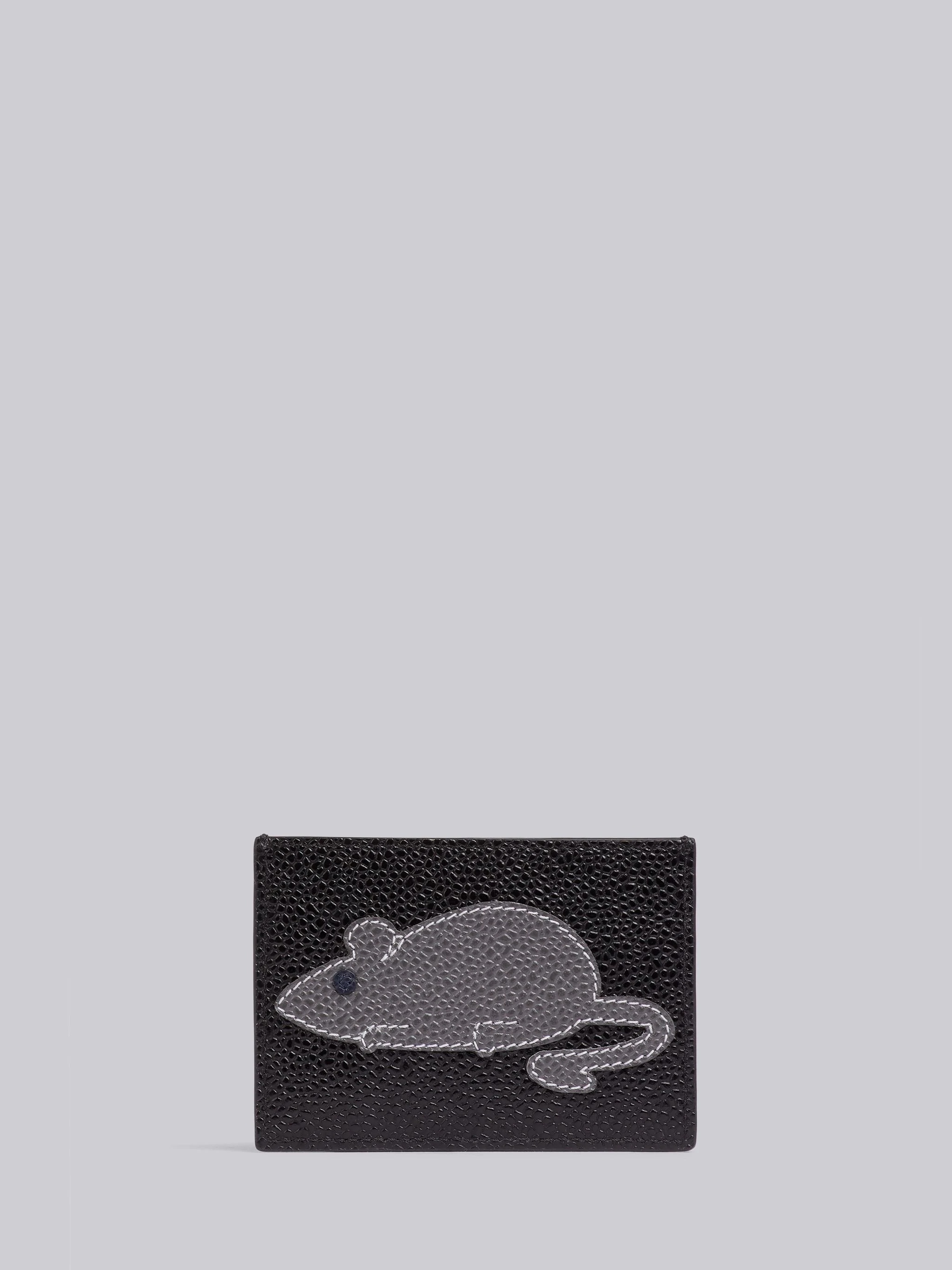 Black Pebbled Calfskin Mouse Icon Card Holder - 1