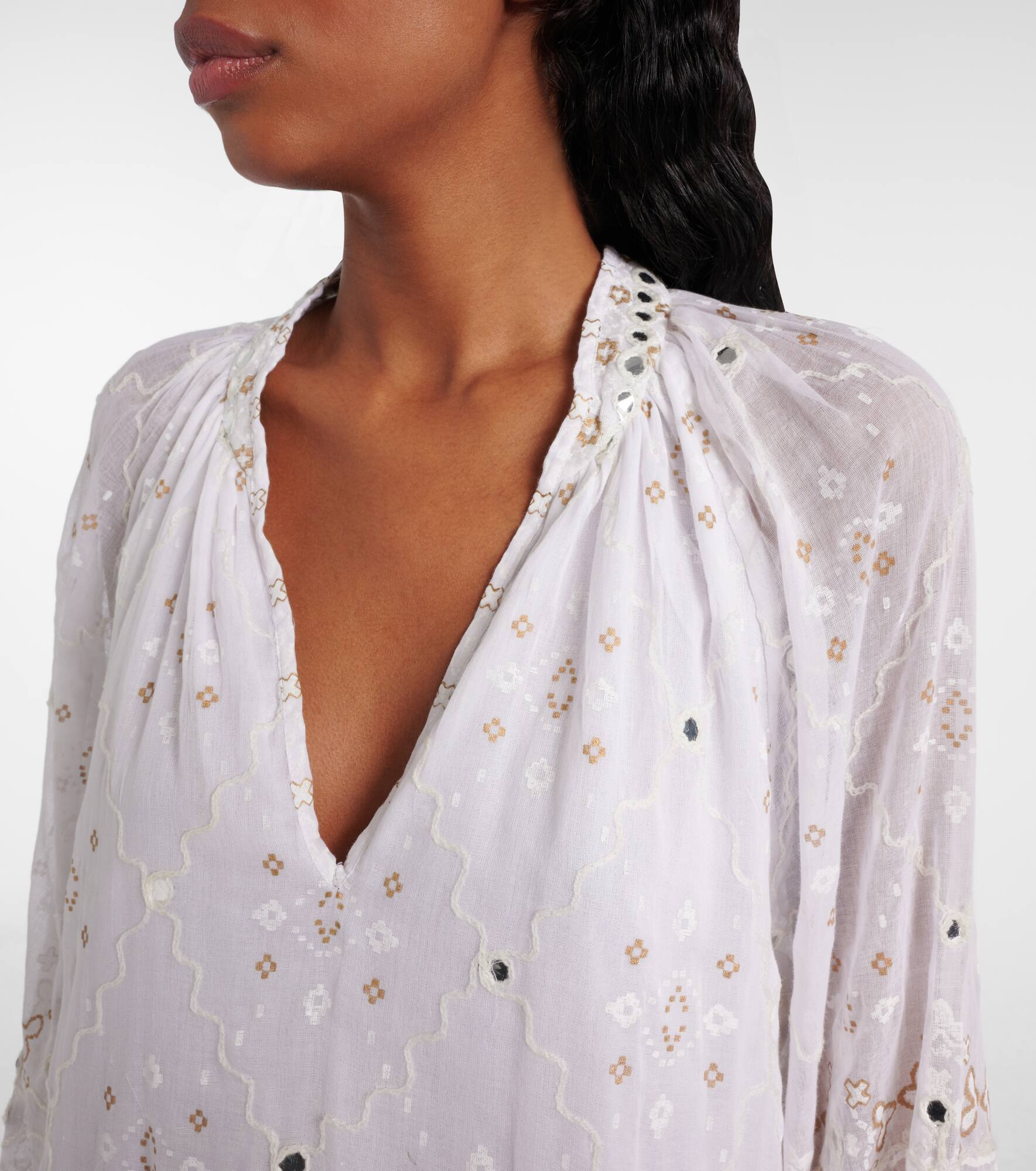 Embroidered cotton minidress - 4