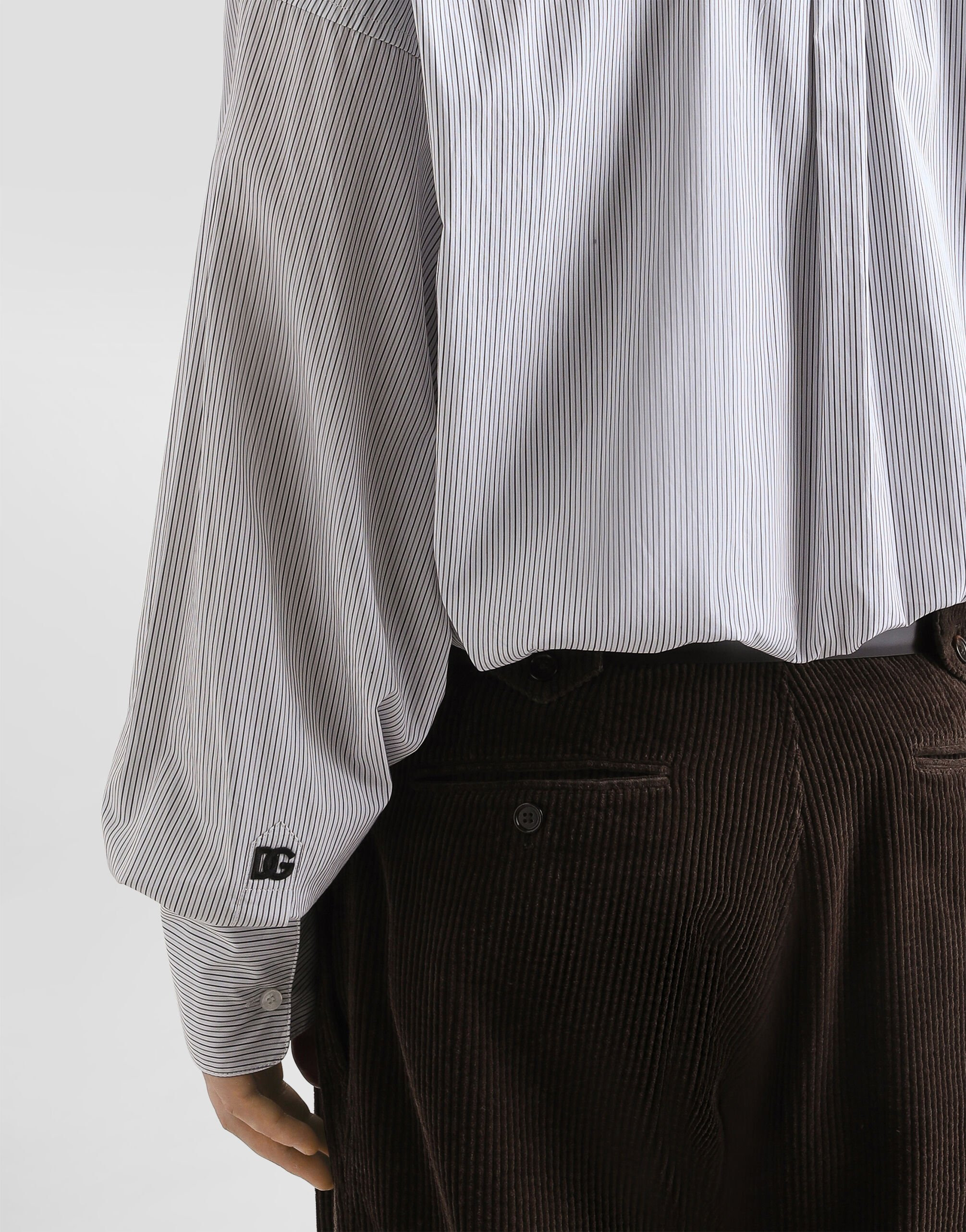 Oversized striped poplin shirt - 5
