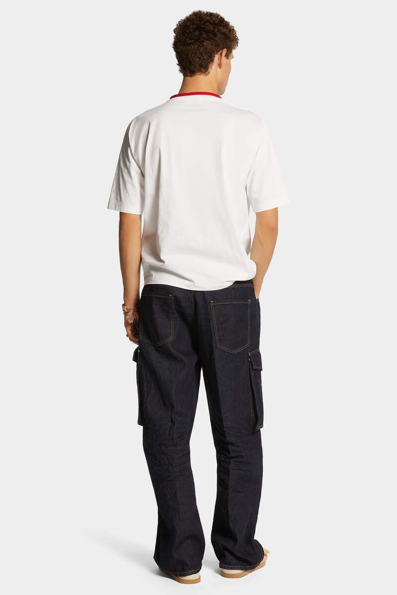 SUMMER LOVERS DARK WASH LOOSE CARGO JEAN - 4