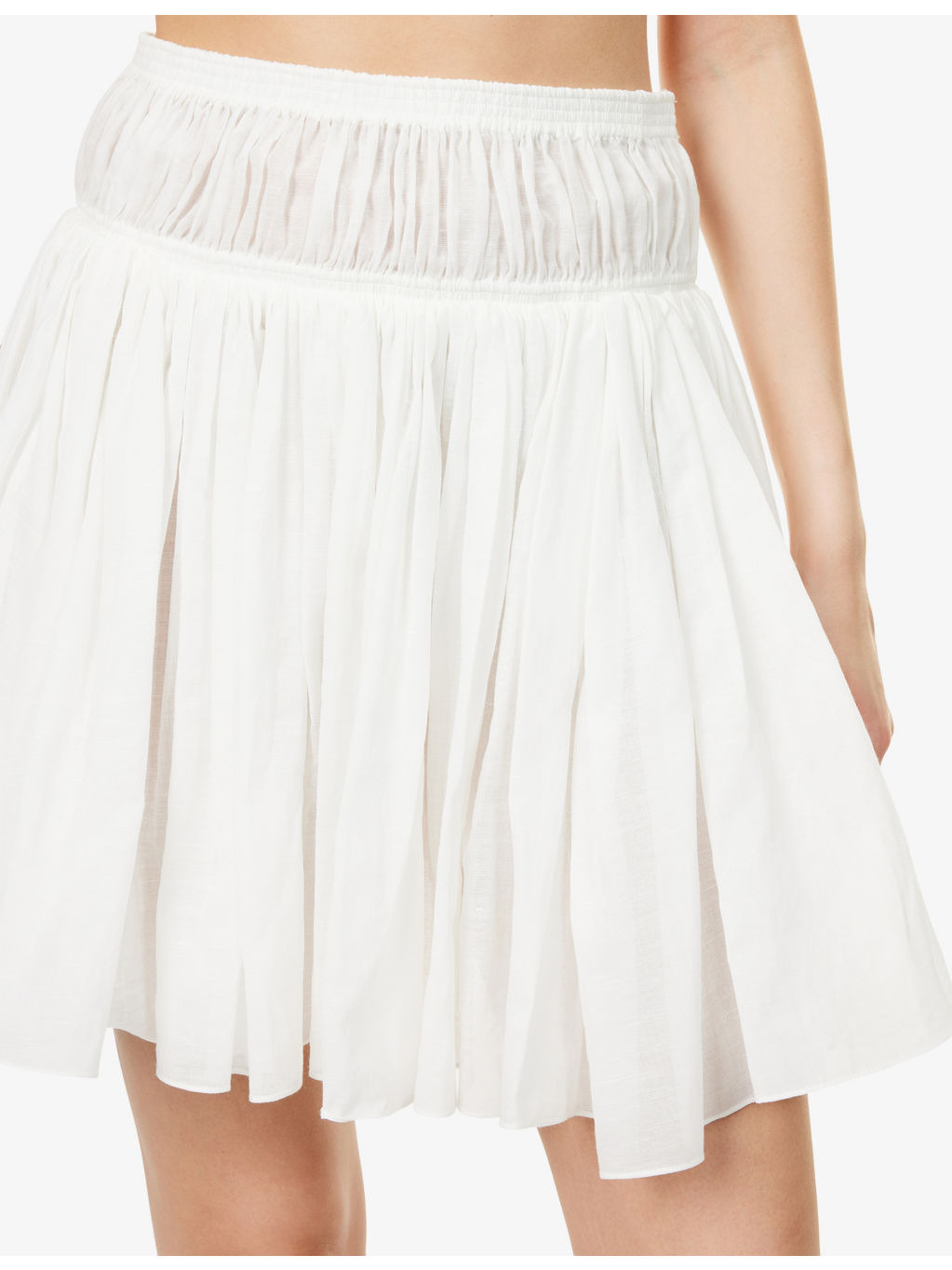 Ruffled High-Waist Cotton And Linen Mini Skirt - 5