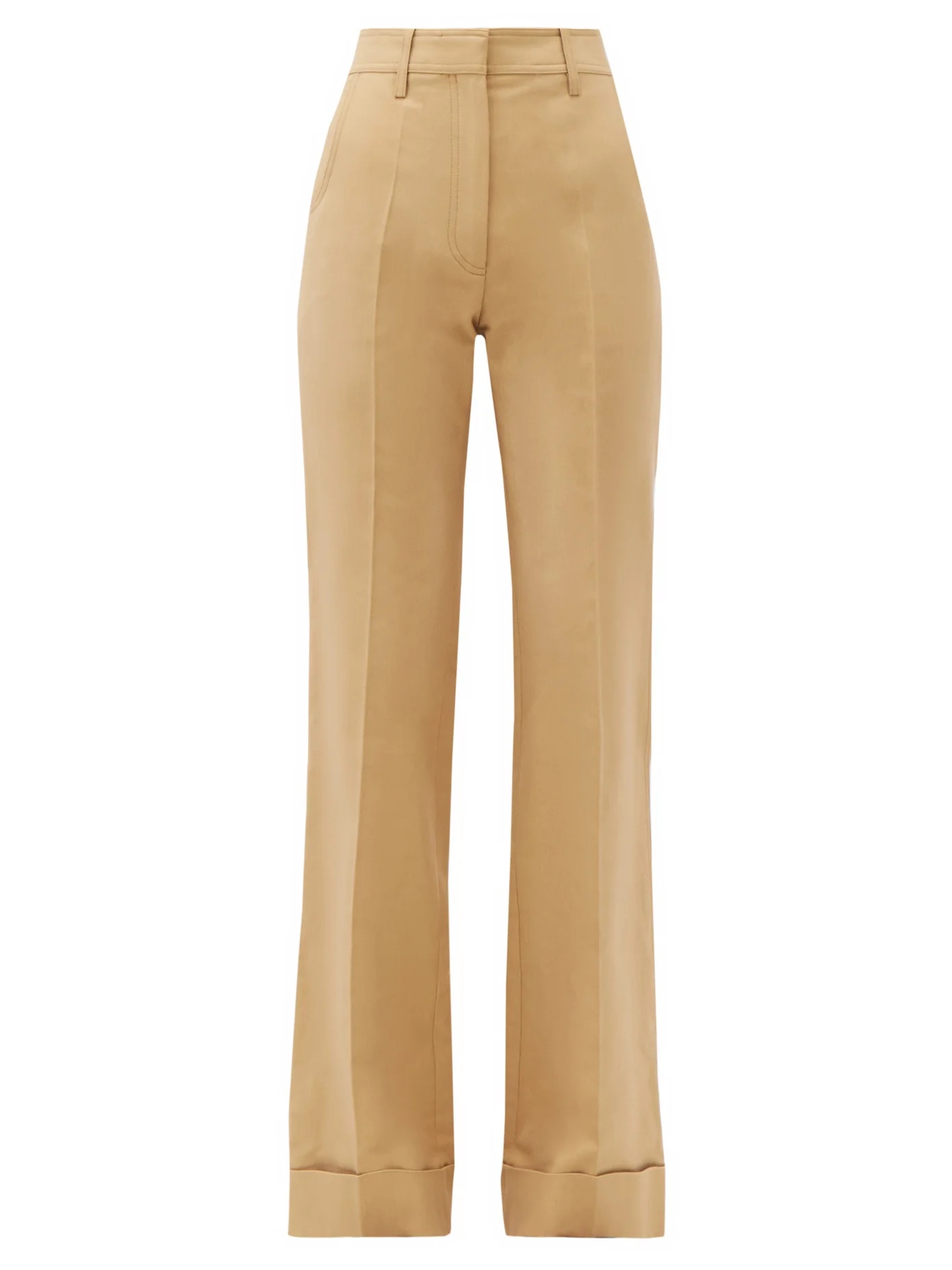 High-rise cotton-blend trousers - 1