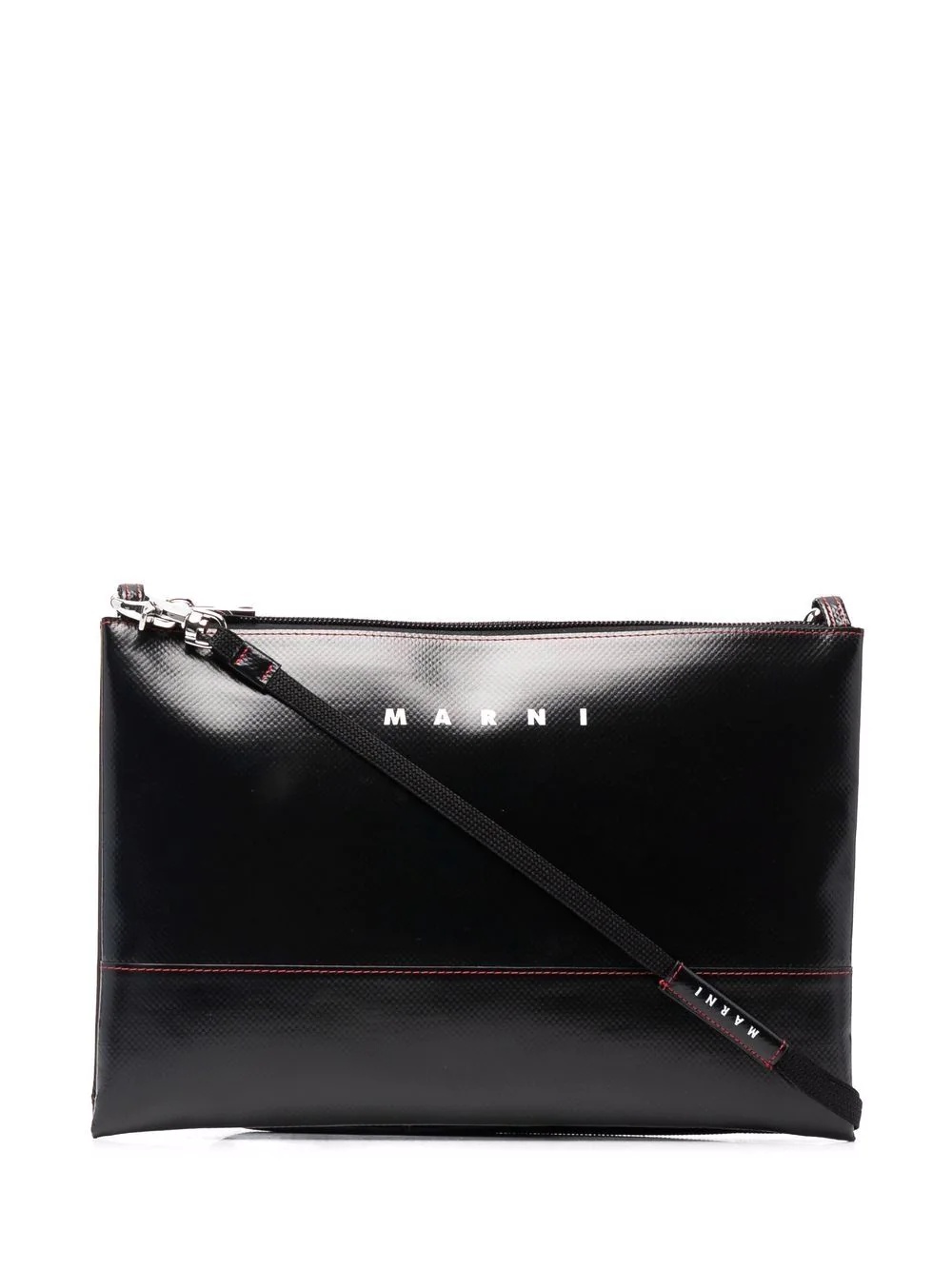 logo-print leather clutch bag - 1