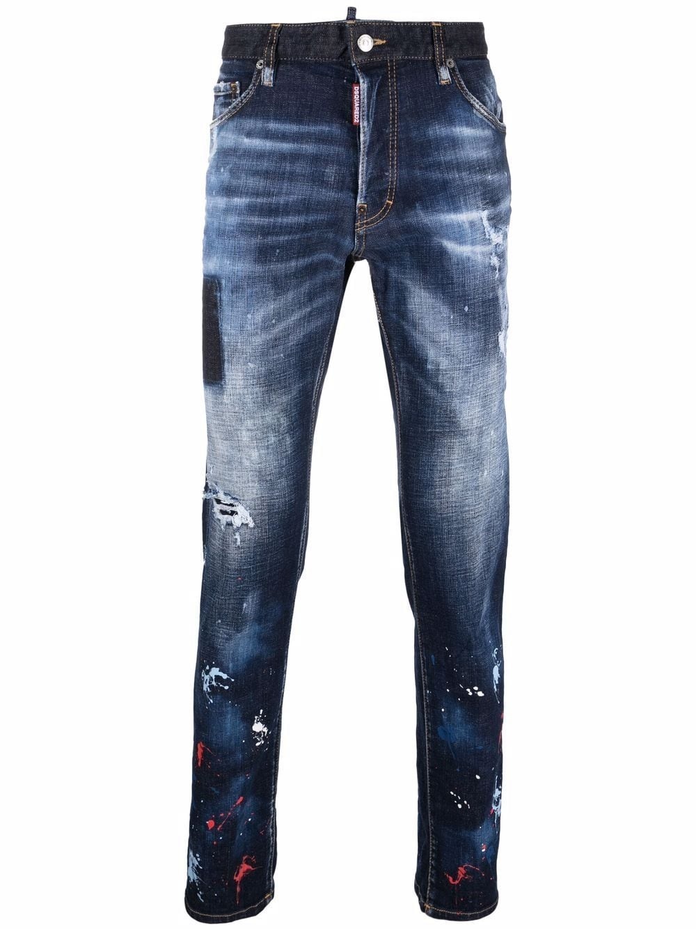 paint-splatter effect distressed skinny jeans - 1