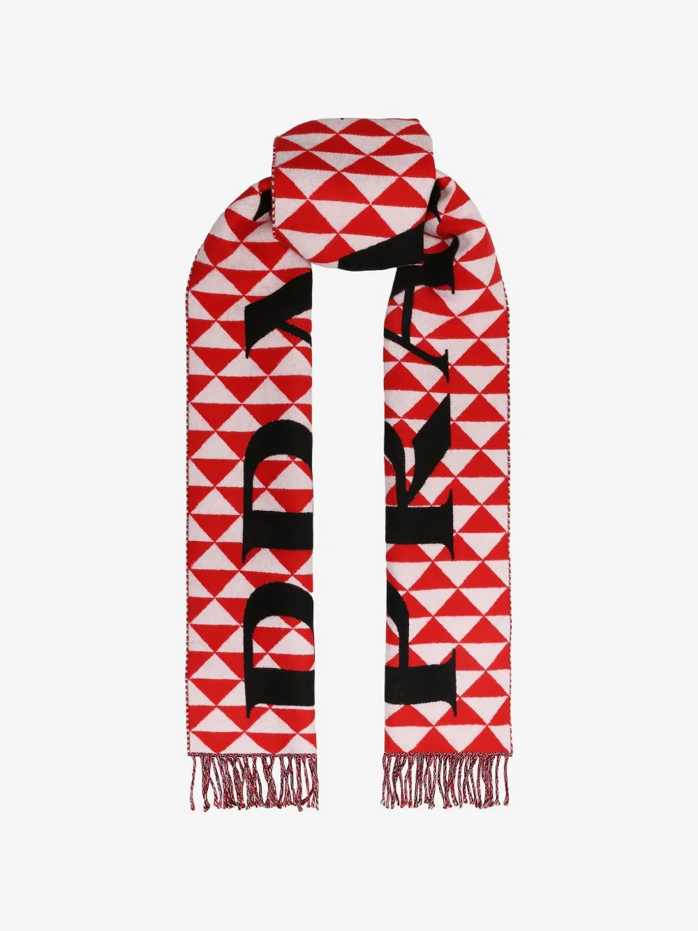 geometric-pattern fringed scarf - 1