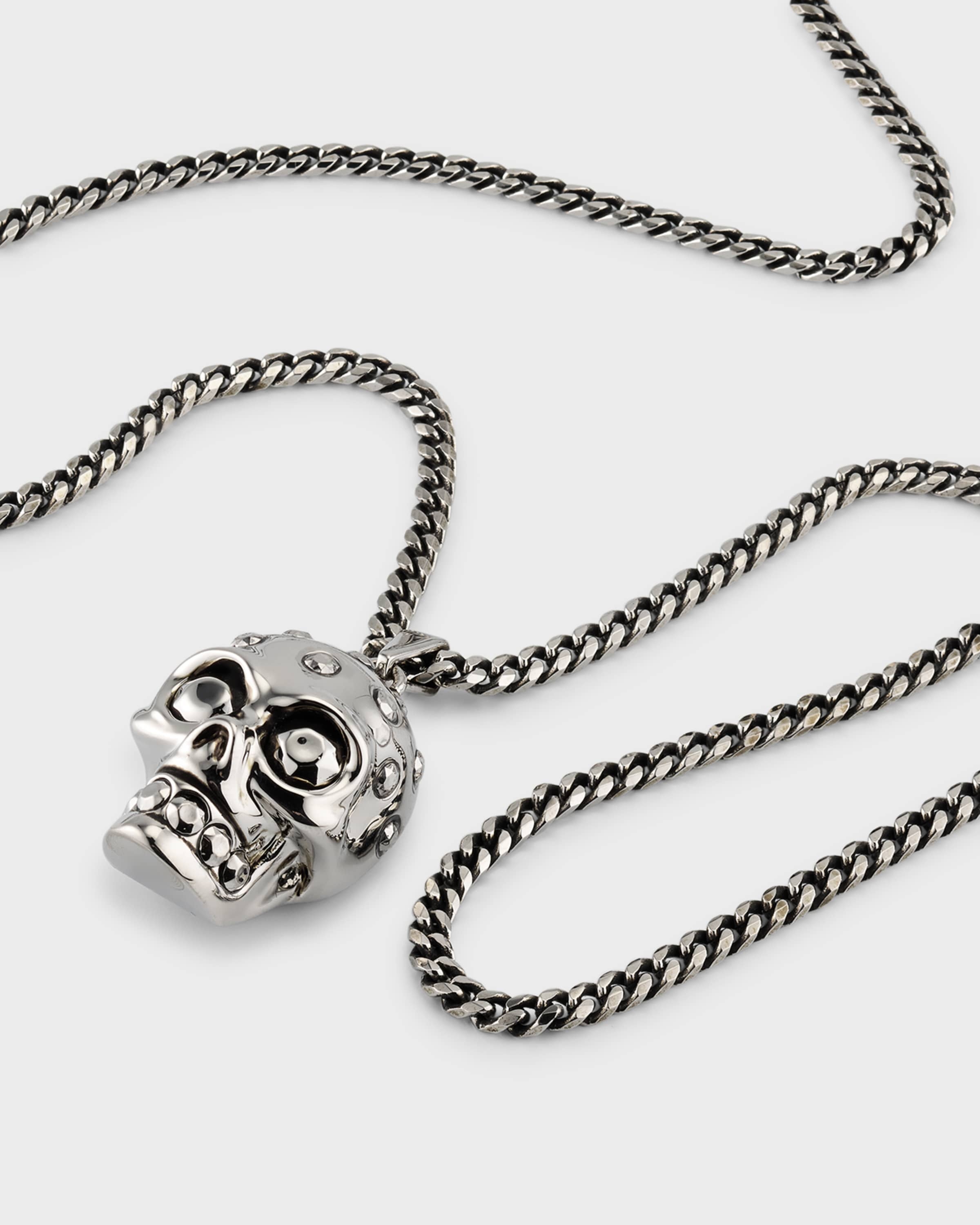 Men's Crystal Skull Pendant Chain Necklace - 3