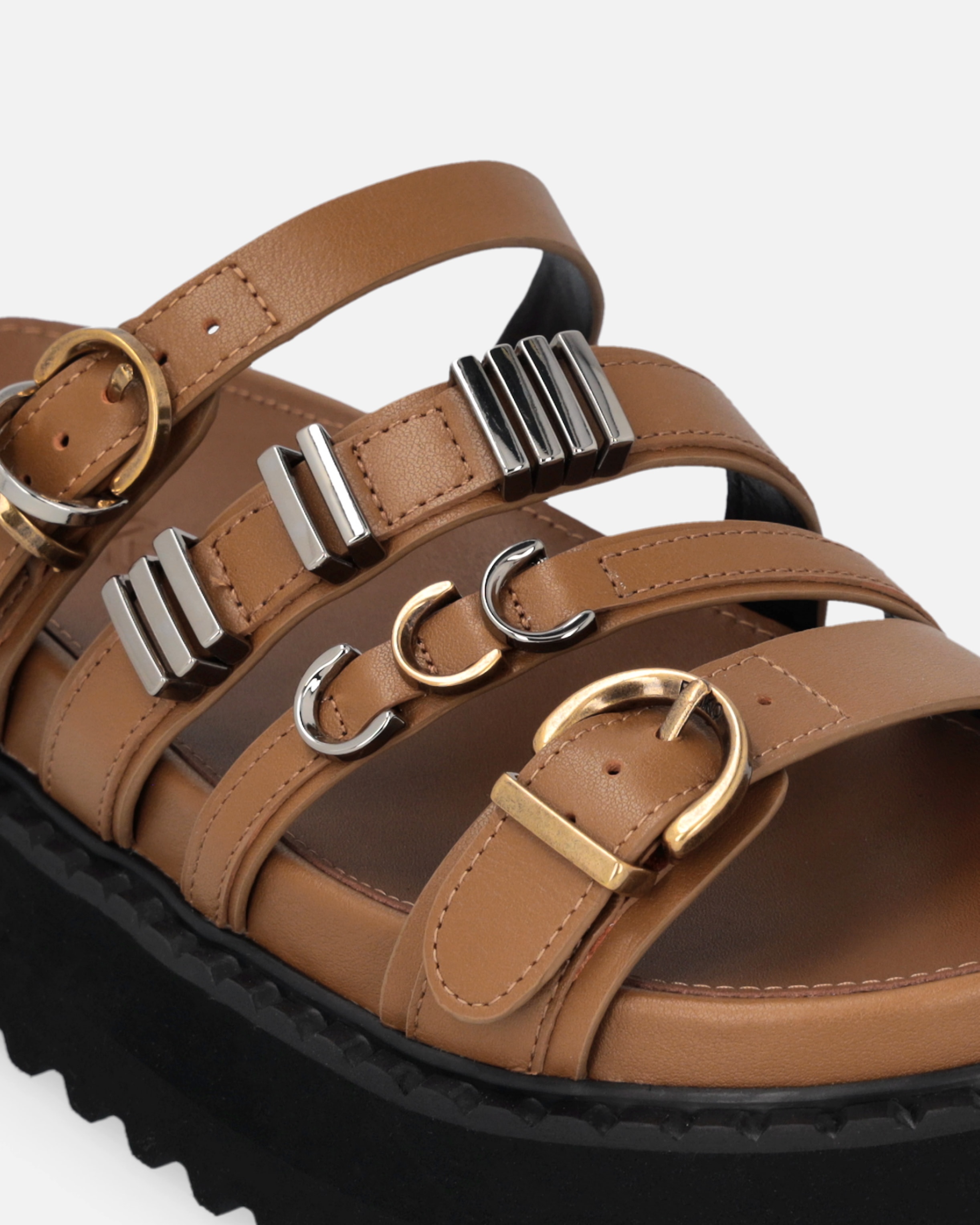 LEATHER SLIP-ONS WITH WEDGE AND STRAPS - 4