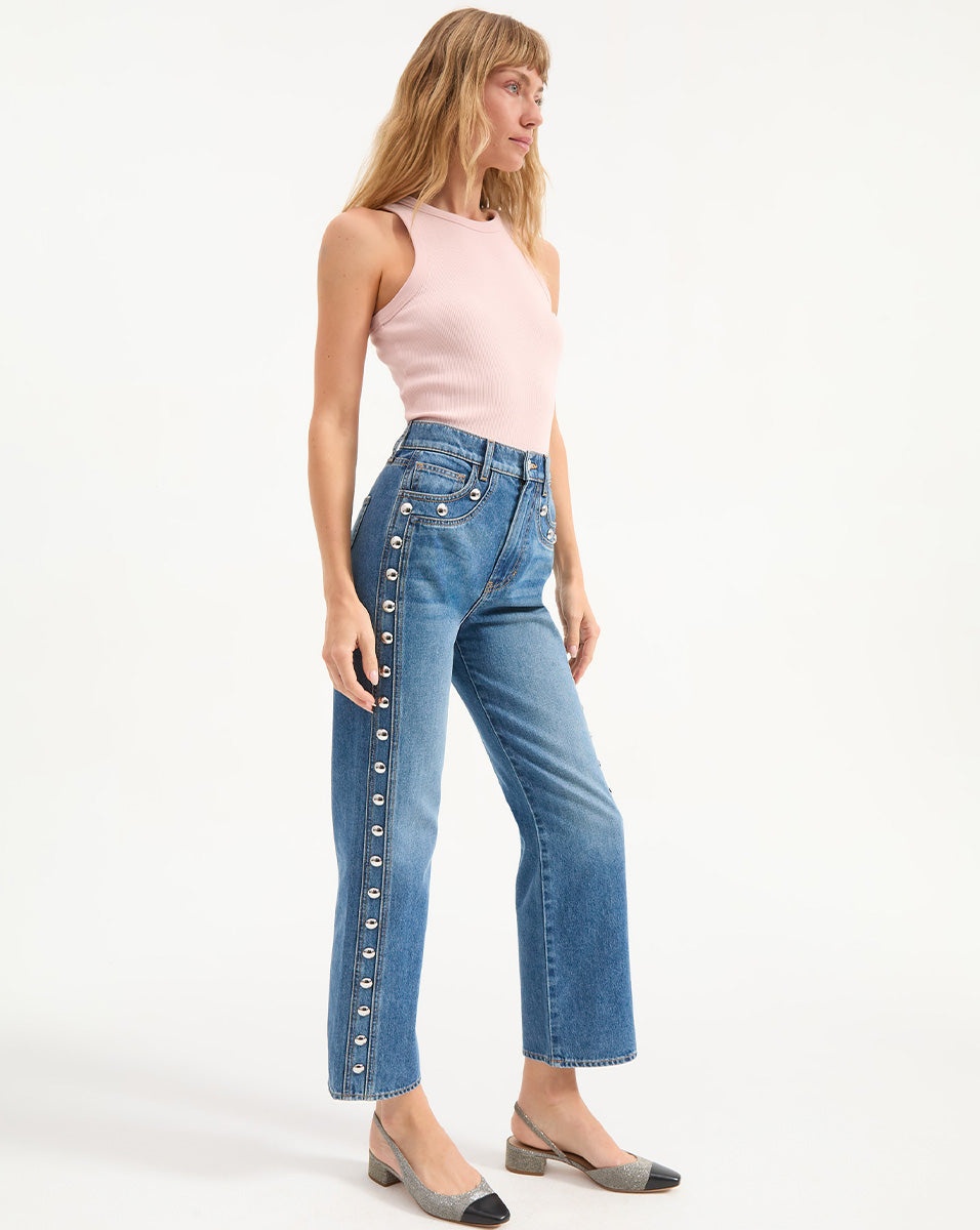 DYLAN STUDDED STRAIGHT-LEG JEAN - 5