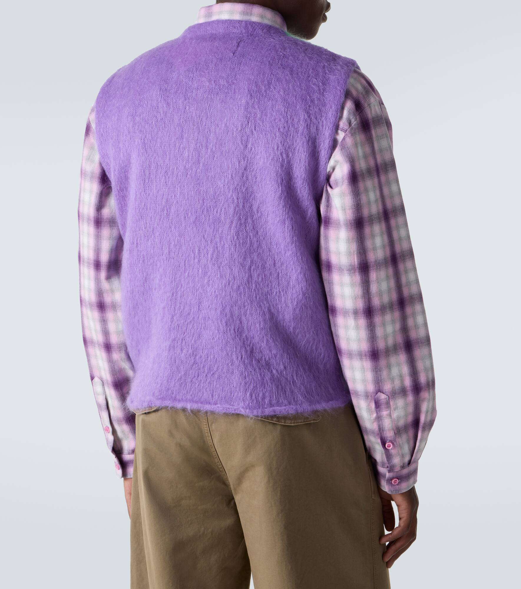 Checked mohair-blend sweater vest - 4
