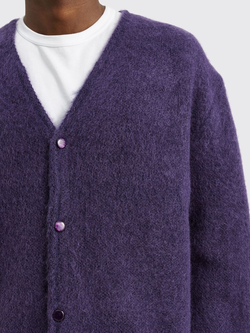 NEEDLES NEEDLES MOHAIR CARDIGAN SOLID PURPLE | REVERSIBLE