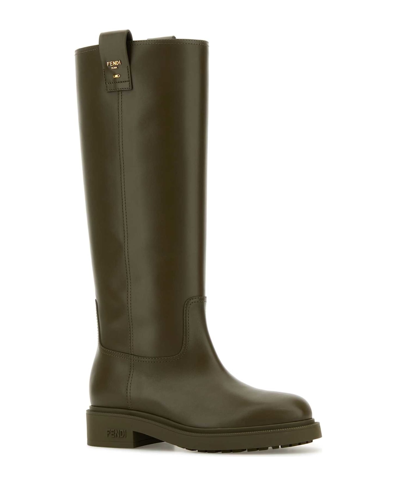 Army Green Leather Filo Boots - 2