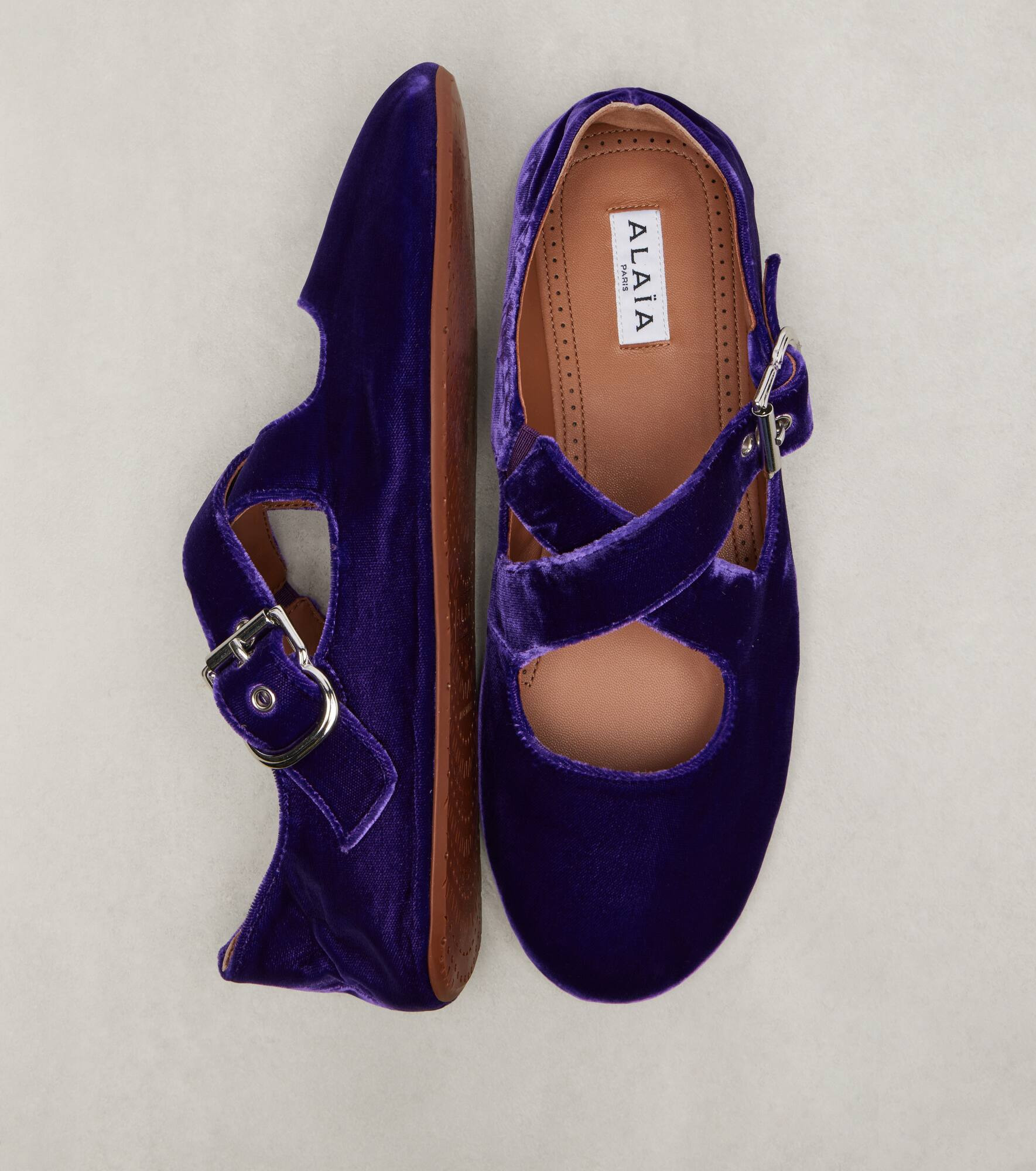 Criss Cross velvet Mary Jane flats - 5