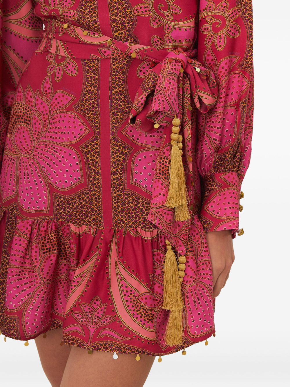 tassel-embellished patterned mini dress - 5