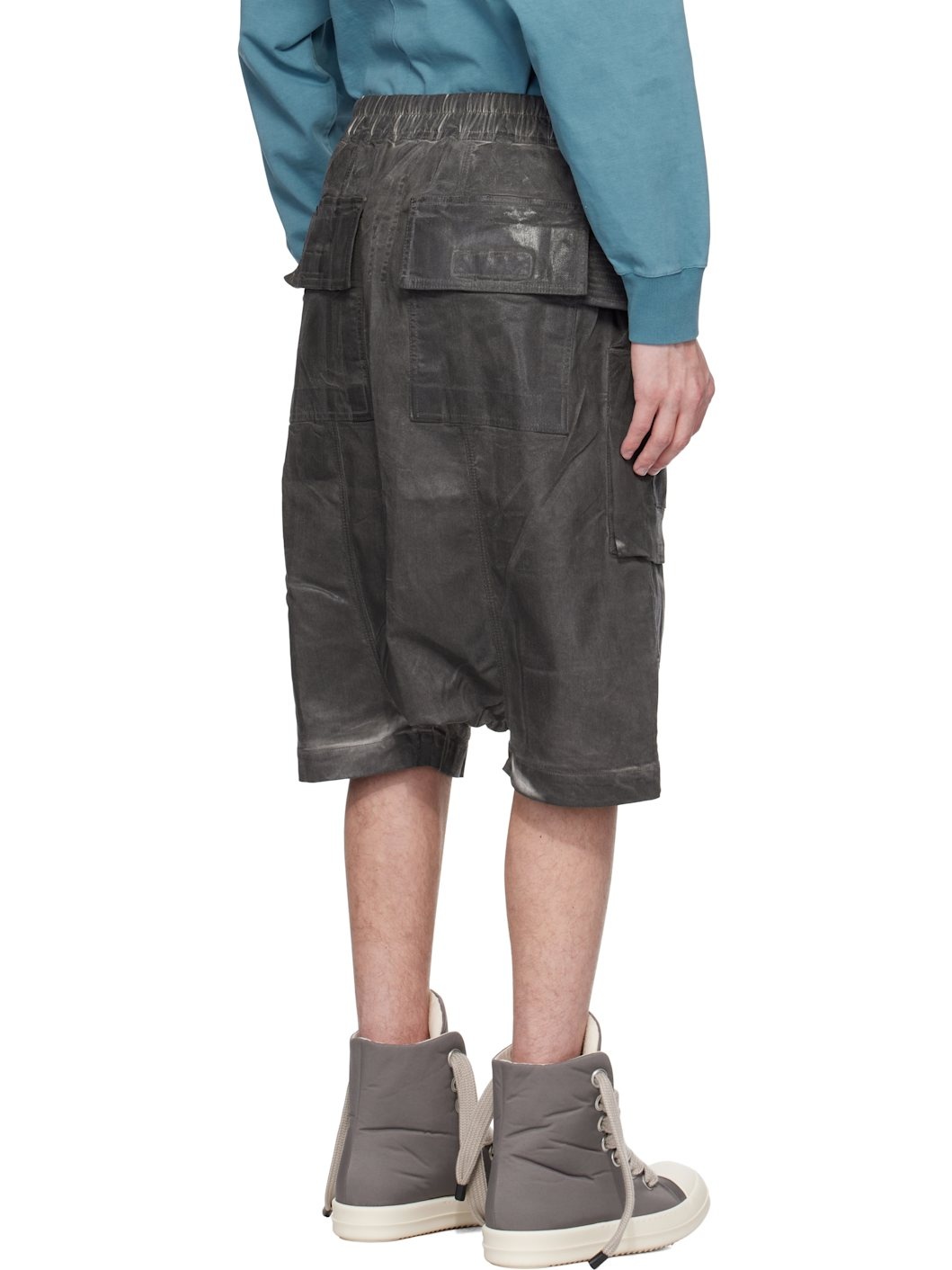 Gray Hollywood Creatch Cargo Pods Denim Shorts - 3
