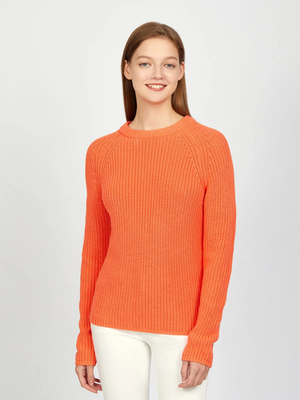 Jane: Crewneck Shaker Stitch Cotton Sweater - 1
