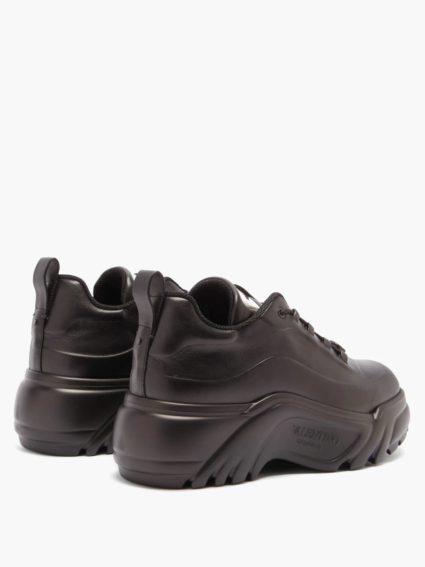 Flyover tread-sole leather trainers - 4