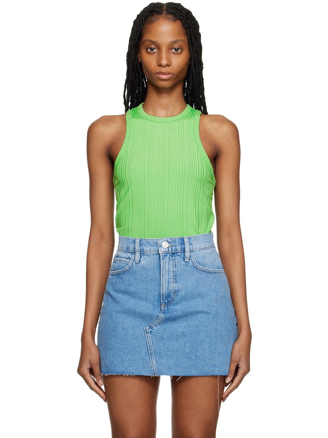 Green Racer Back Tank Top - 1