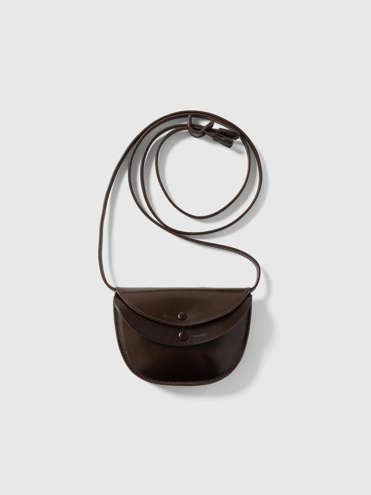 Round Wallet Mid Pouch Dark Brown - 1