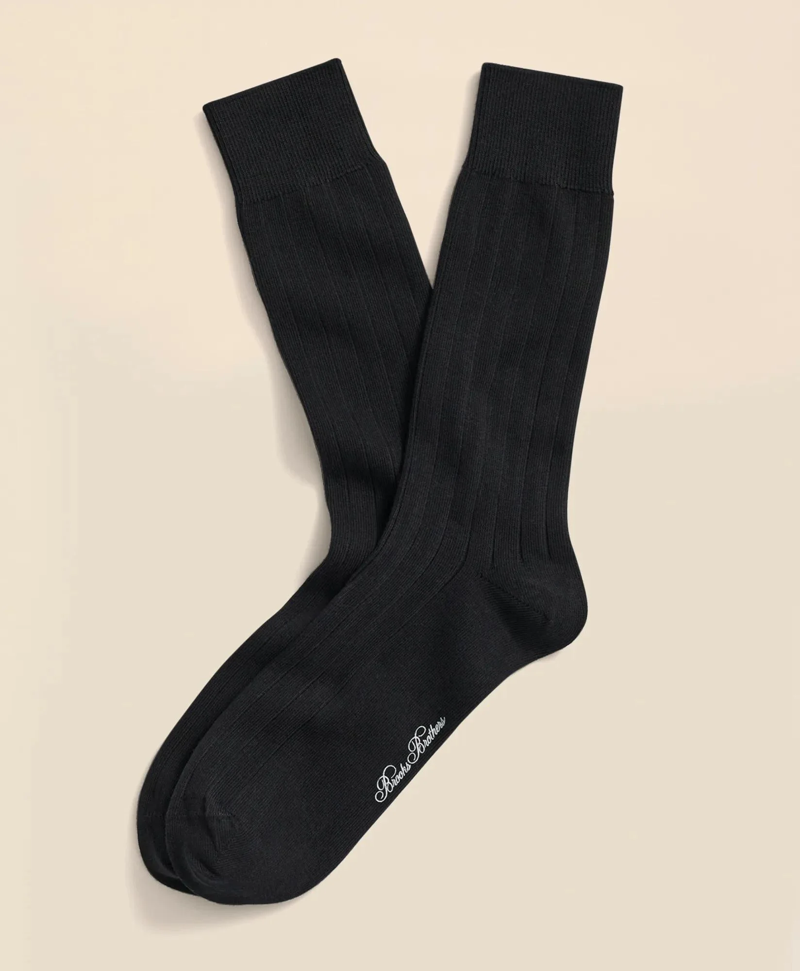 Cotton Blend Ribbed Crew Socks - 1