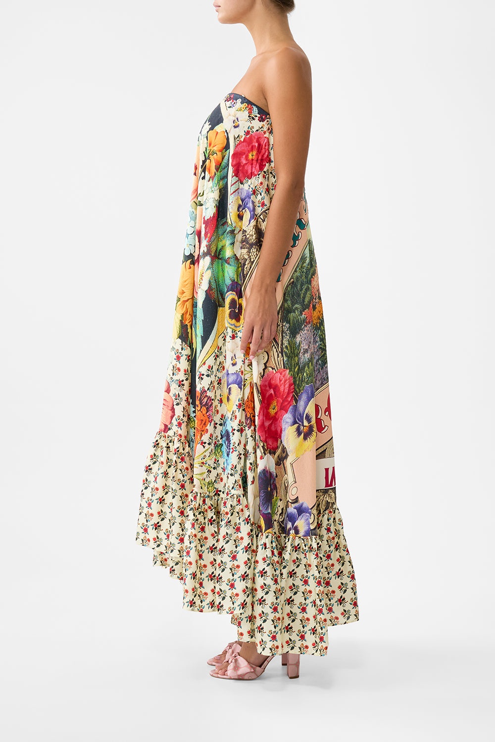 STRAPLESS MAXI WITH RUFFLE HEM - 4