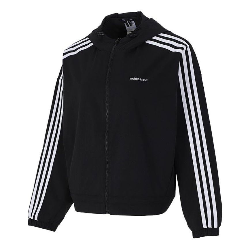 (WMNS) adidas Neo SS Track Top Jackets 'Black White' H18578 - 1