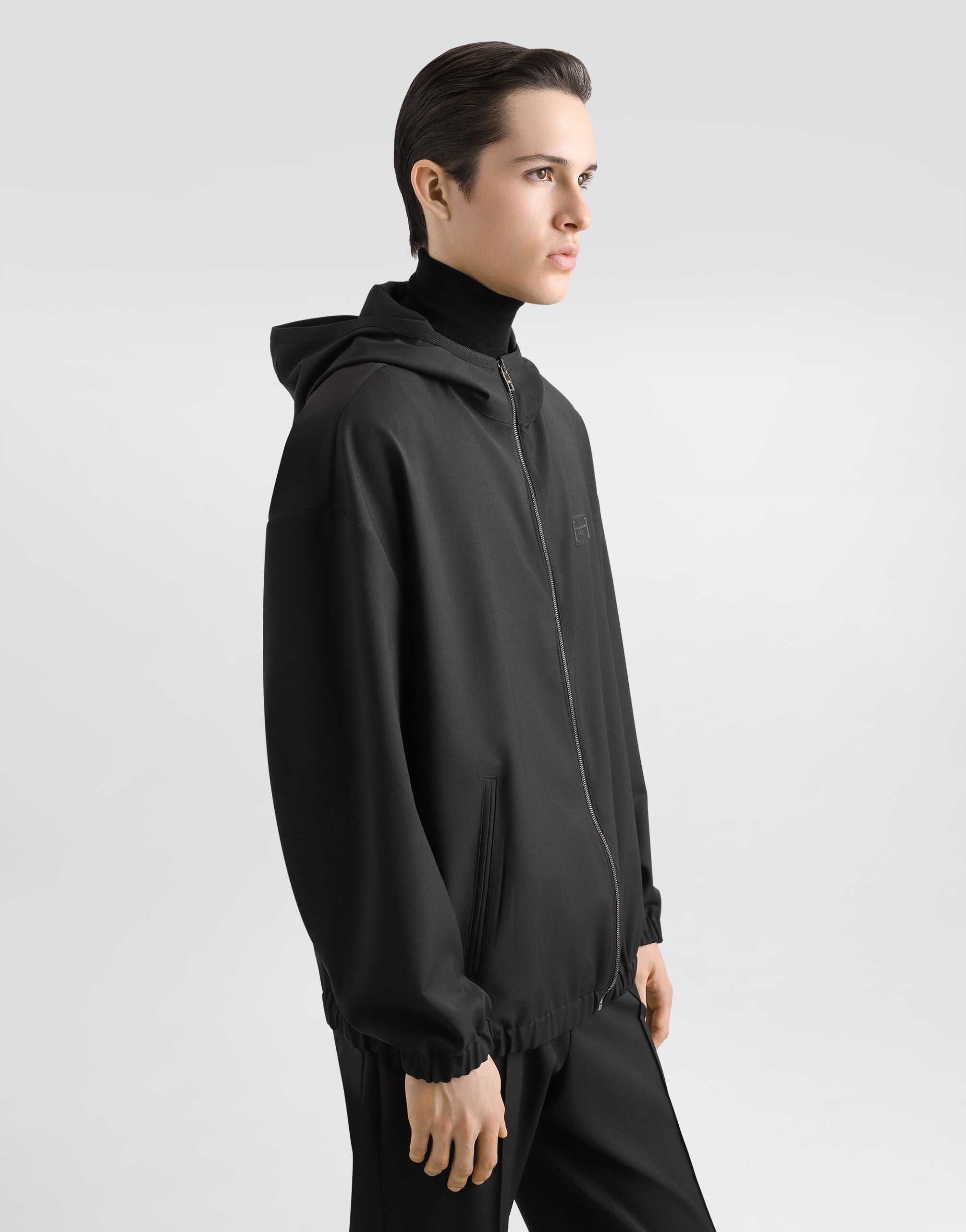 Hooded woolen jacket with tag - 5