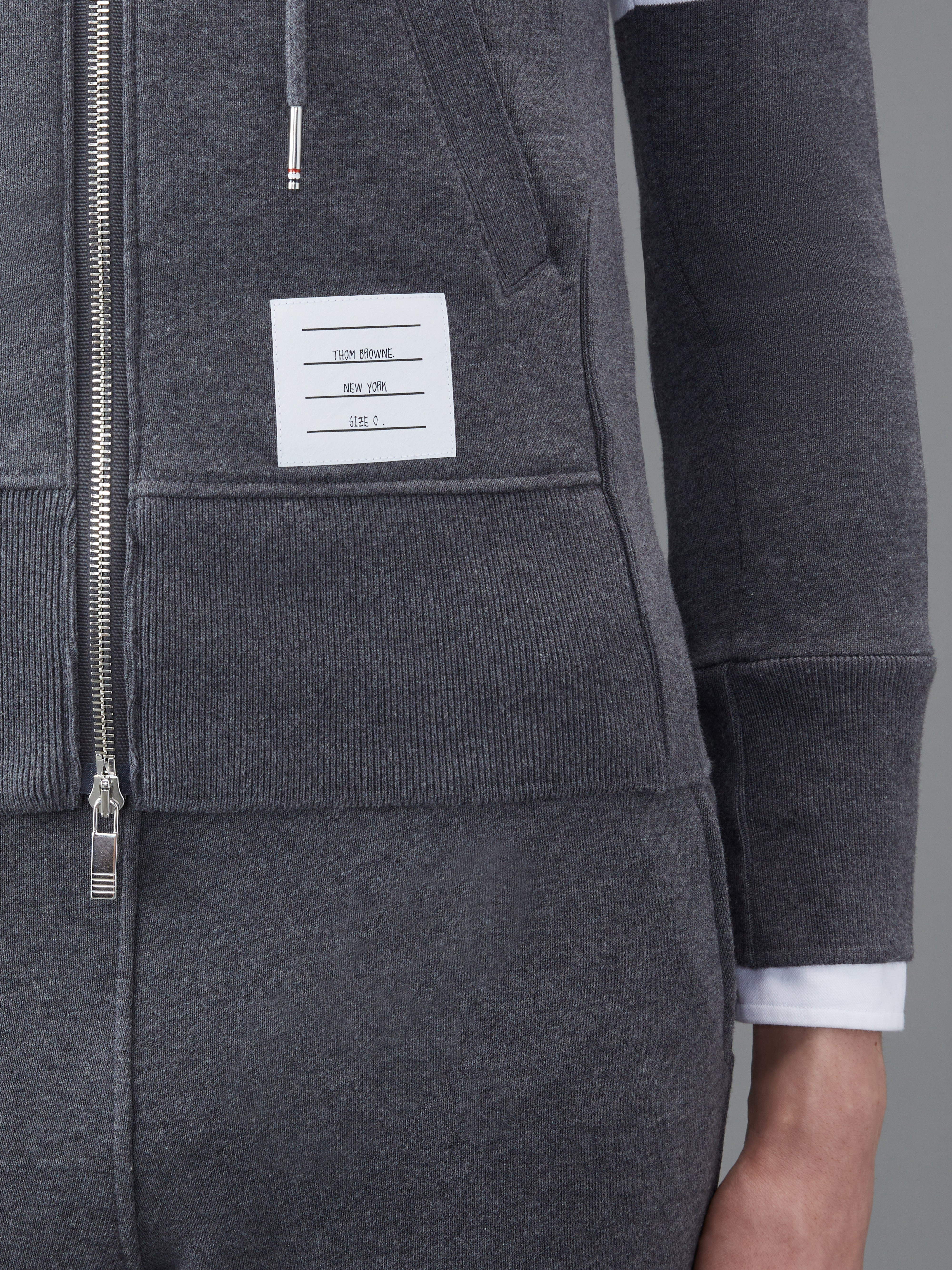 Dark Grey Loopback Jersey Knit 4-bar Zip-up Hoodie - 5