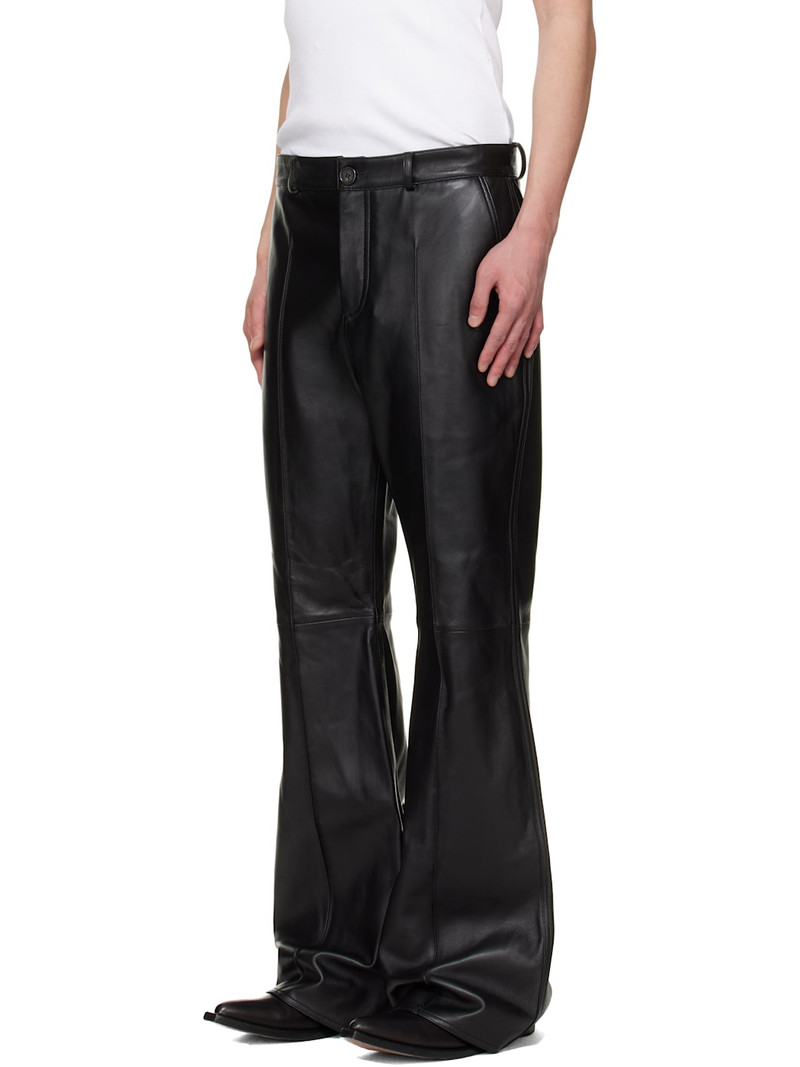 LU'U DAN BRUCE LEE x LỰU ĐẠN Black LỰU Bells Bell Bottom Leather Pants outlook