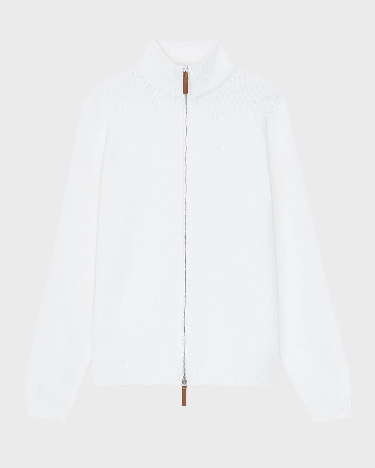Cotton-Silk Tape Fitted Bomber Sweater - 1