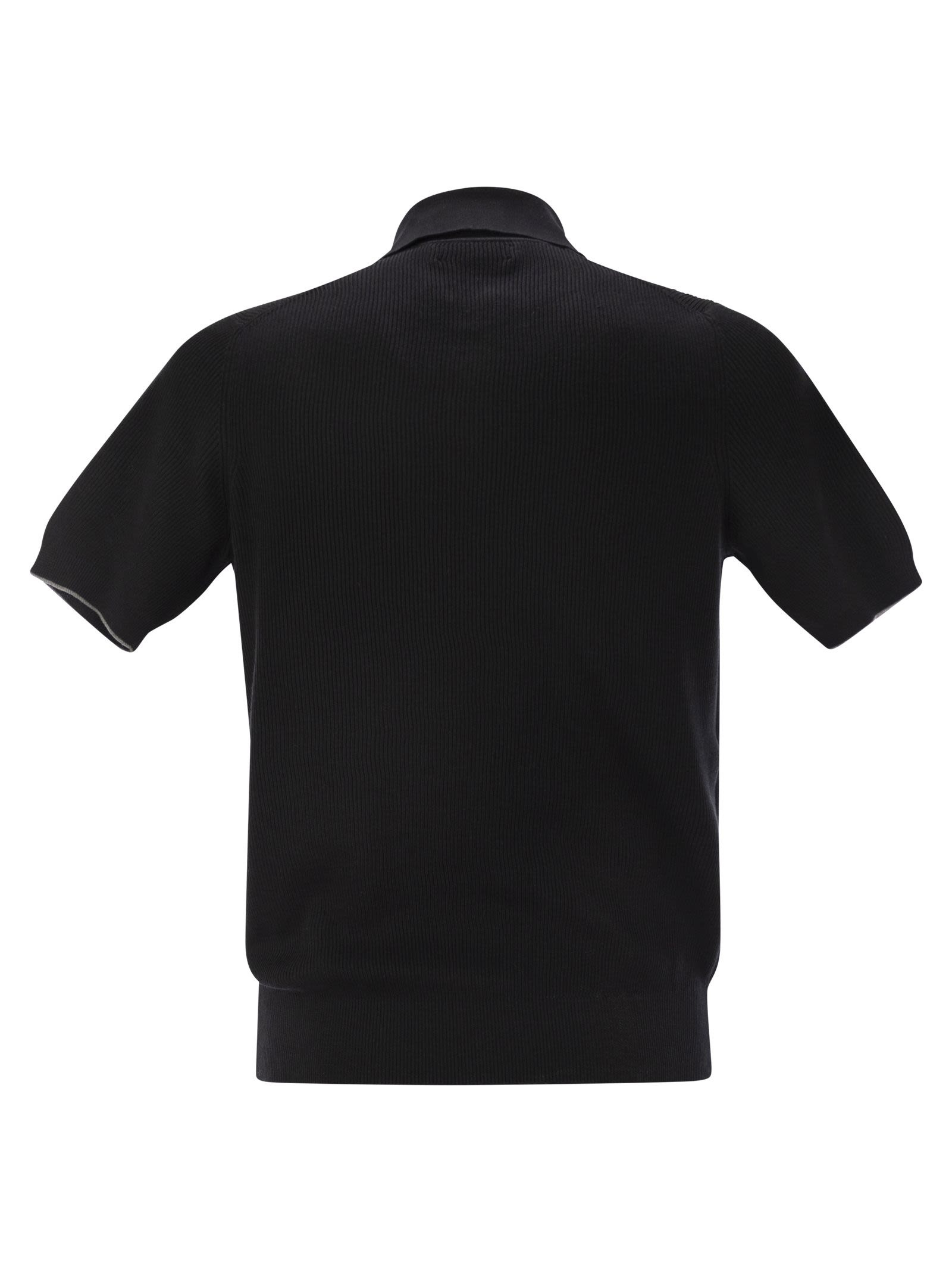 Brunello Cucinelli Men Ribbed Cotton Polo-Style Jersey - 2