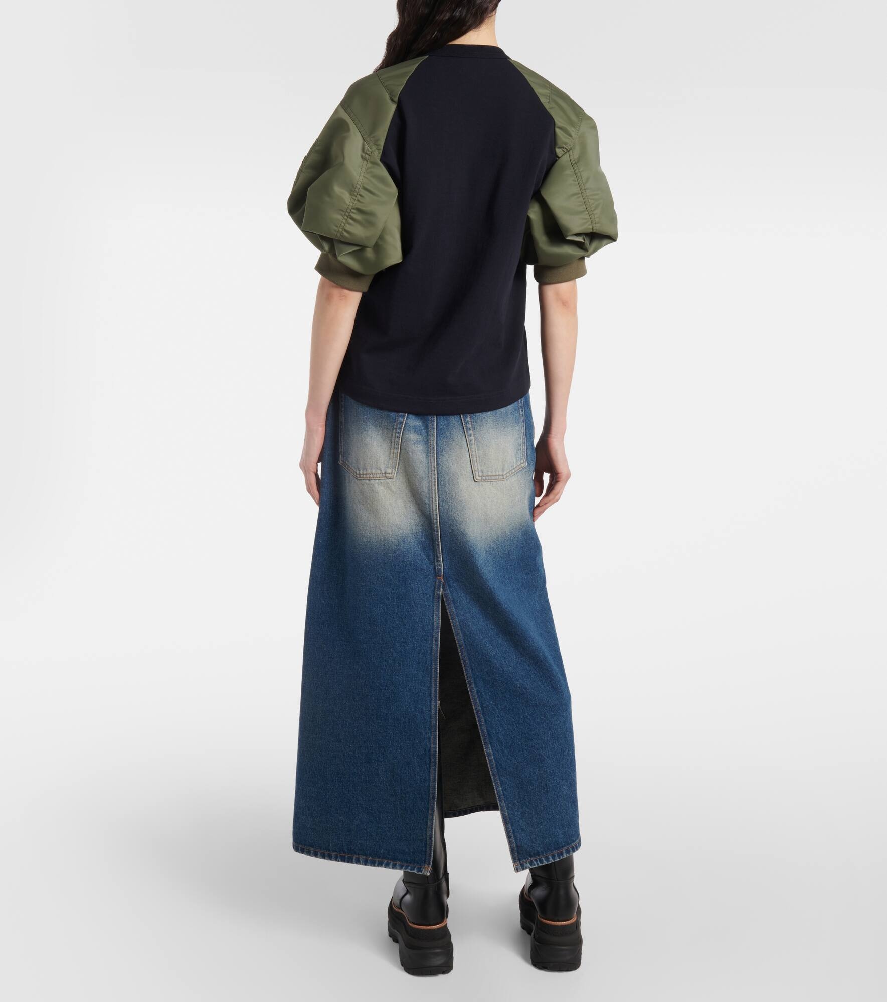 Twill-trimmed cotton jersey T-shirt - 3