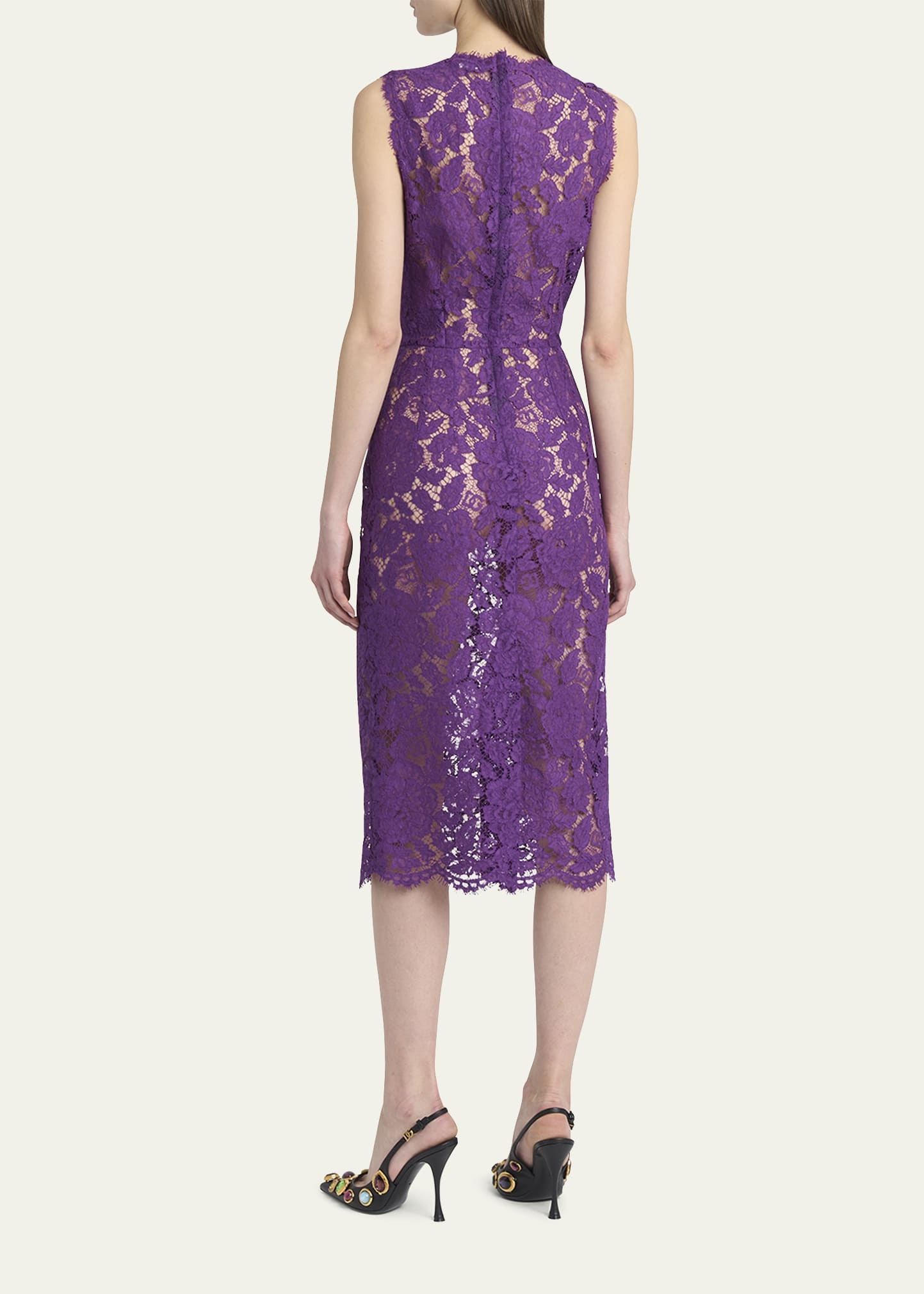 Floral Lace Midi Dress - 3