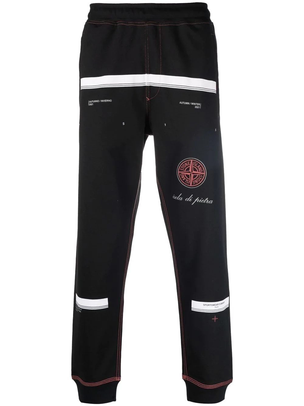 Compass motif slogan-print track pants - 1