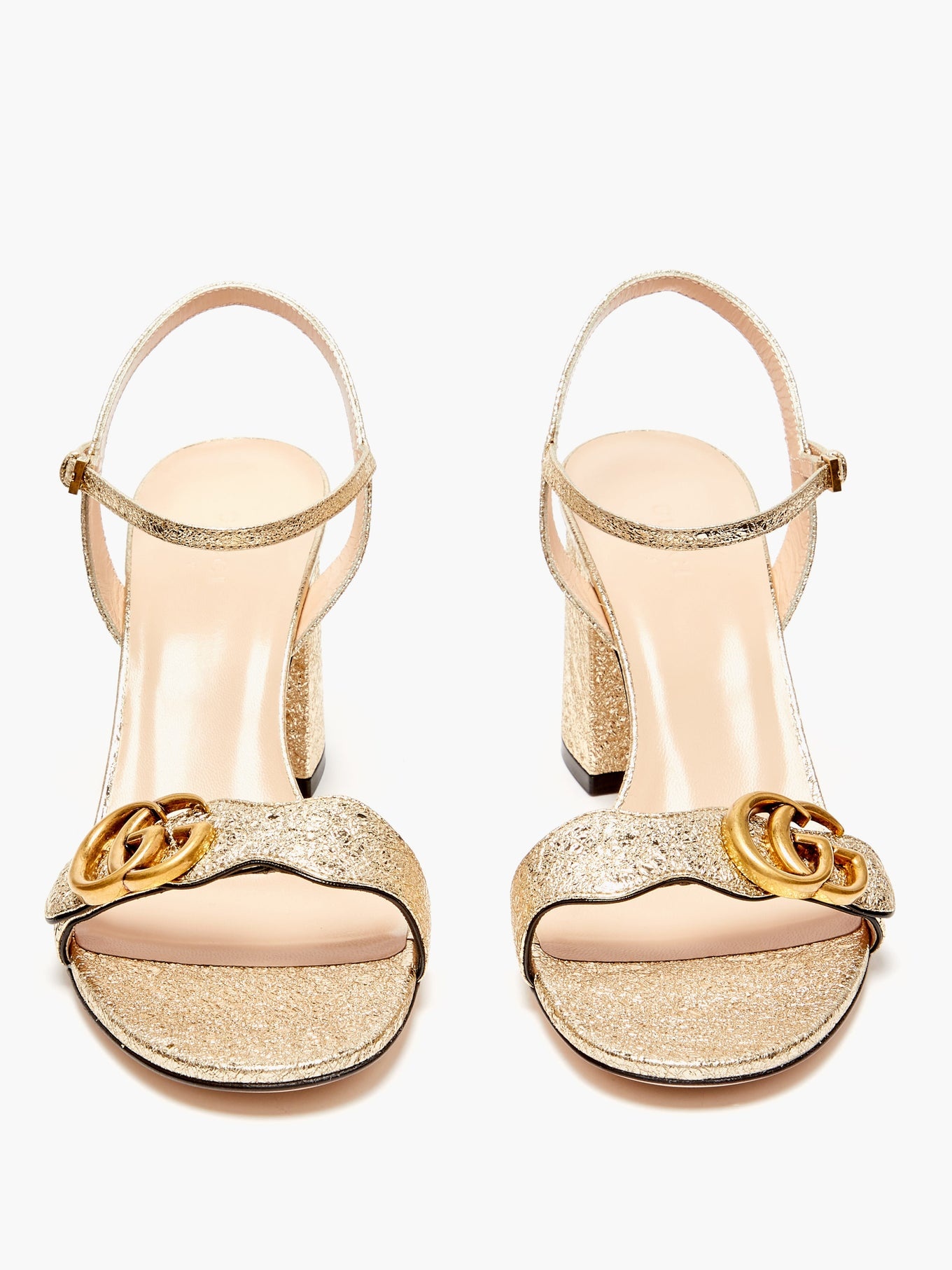 GG Marmont metallic-leather sandals - 5