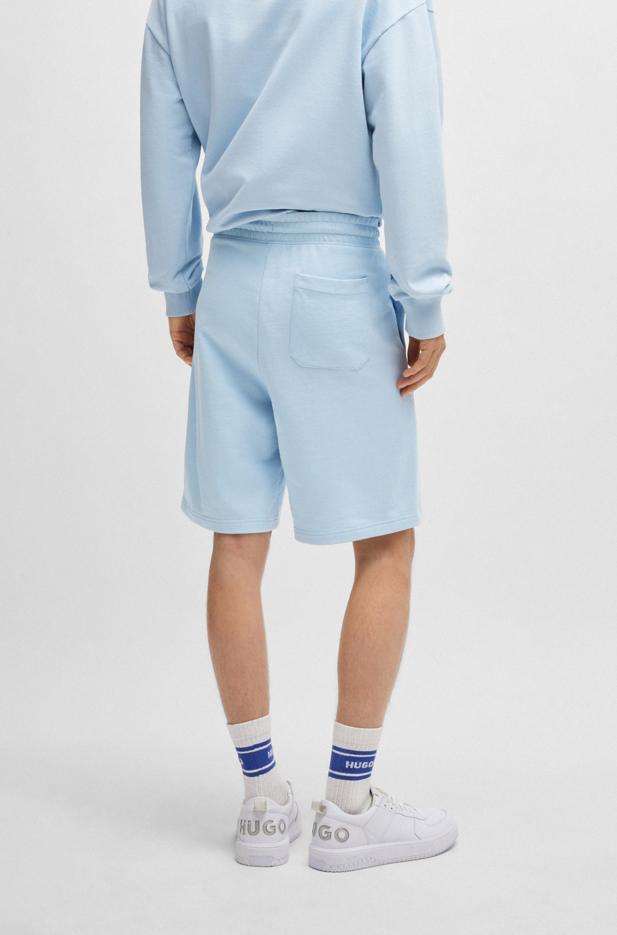 COTTON-TERRY SHORTS WITH BLUE LOGO PATCH - 5