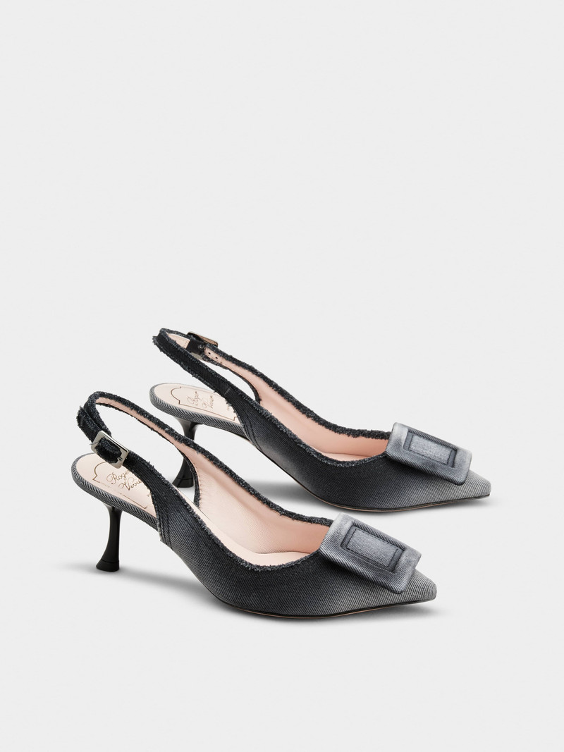 Viv' in The City Slingback Pumps in denim 2