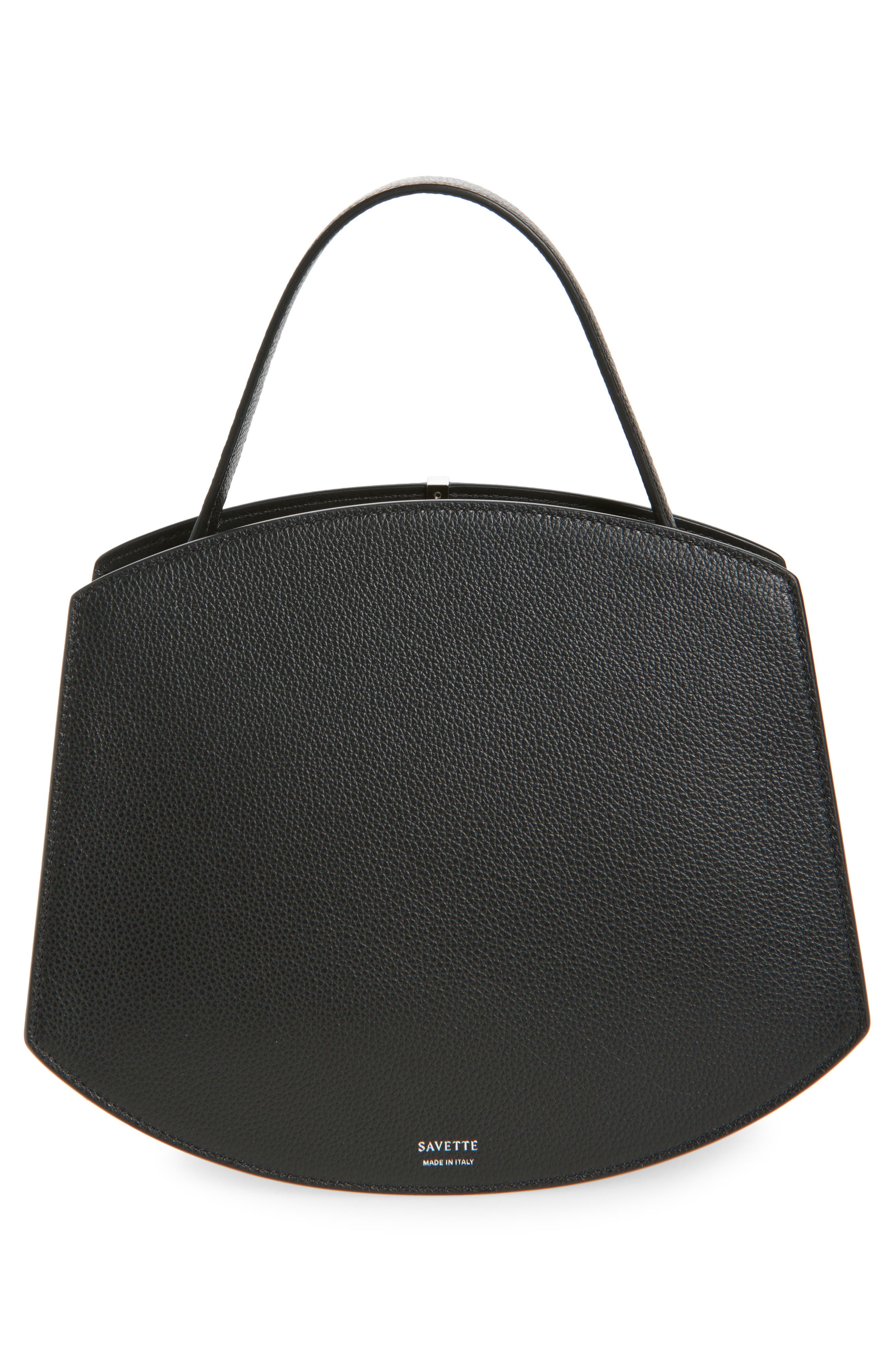 SAVETTE Florence 25 Leather Top Handle Bag in Black at Nordstrom - 4
