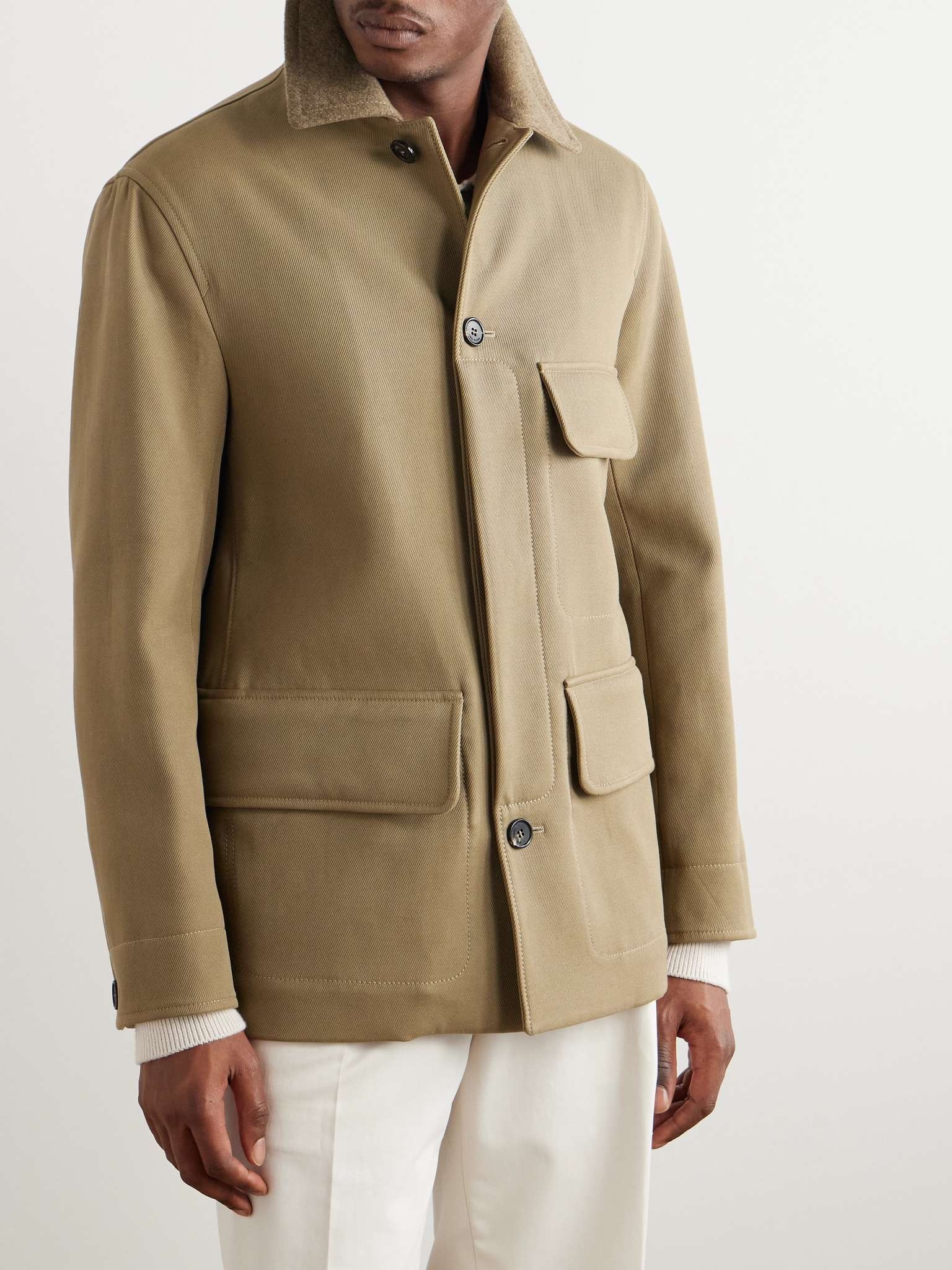 Barth Caban Felt and Leather-Trimmed Cotton-Gabardine Jacket - 6