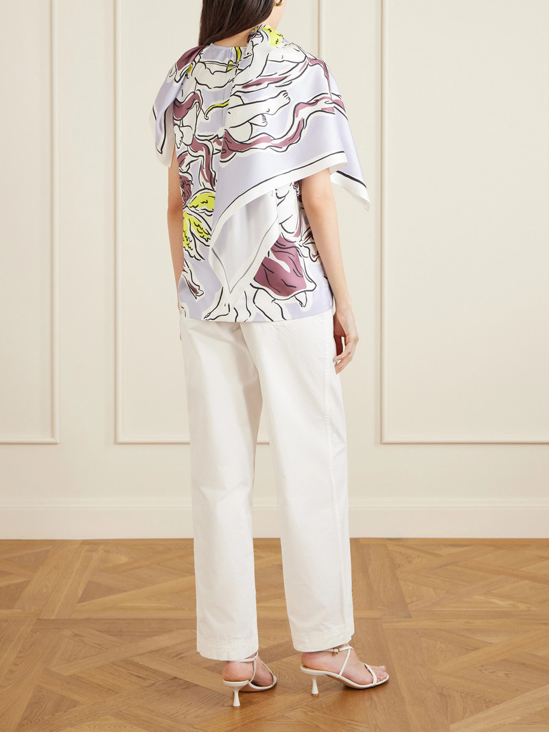 Cape-effect Printed Silk-twill Top 3