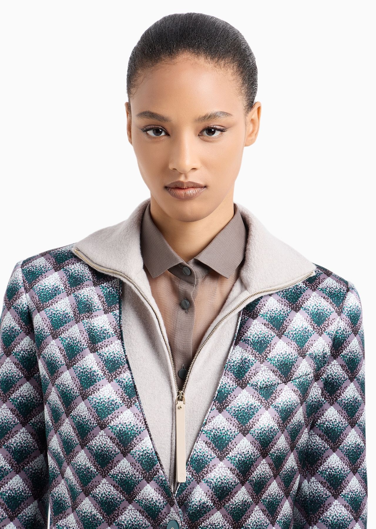 Single-breasted jacket in gradient print silk faille - 5