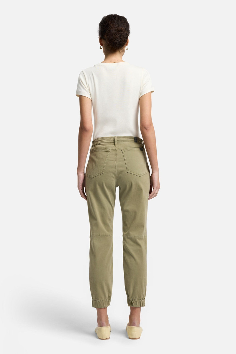 Darted Boyfriend Jogger in Sateen Army 4