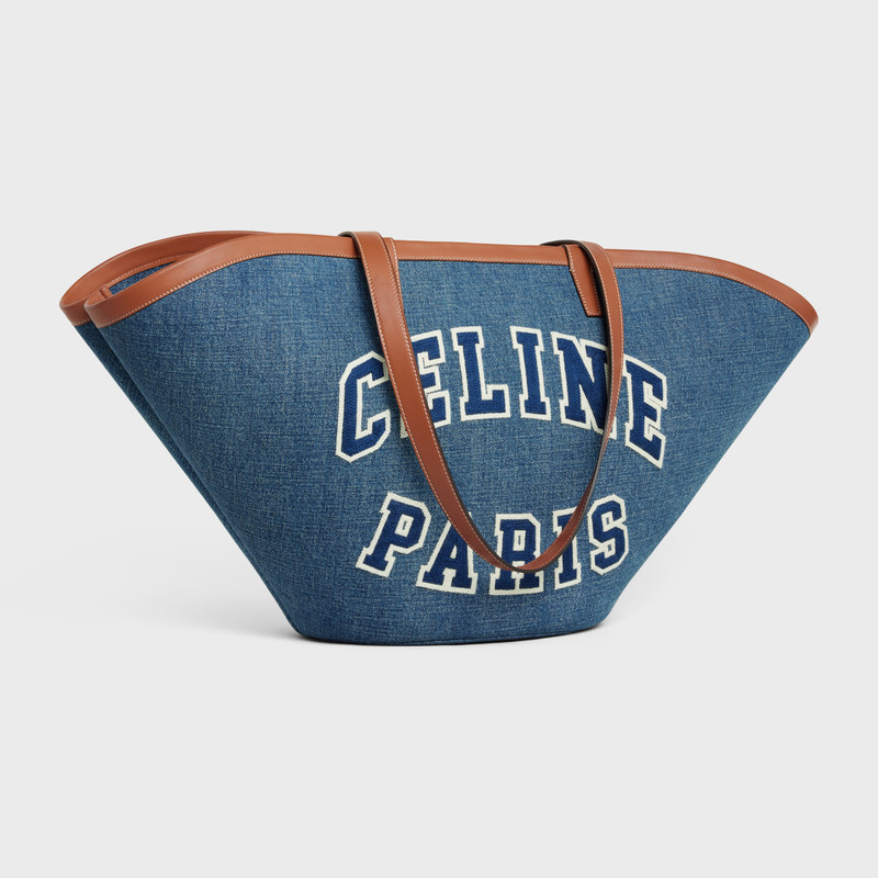 CELINE Large Couffin in DENIM with celine paris AND CALFSKIN outlook