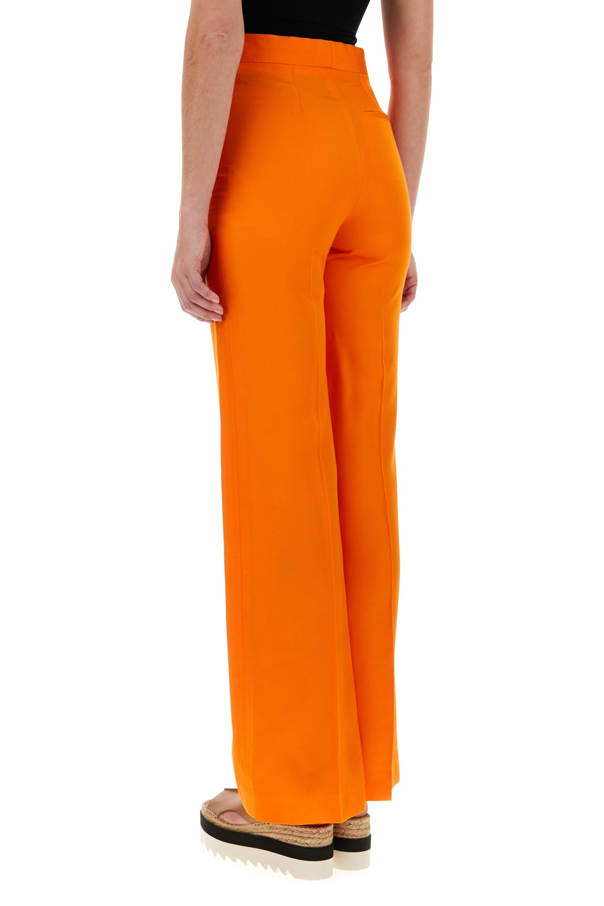 Fluo orange viscose wide-leg pant - 4