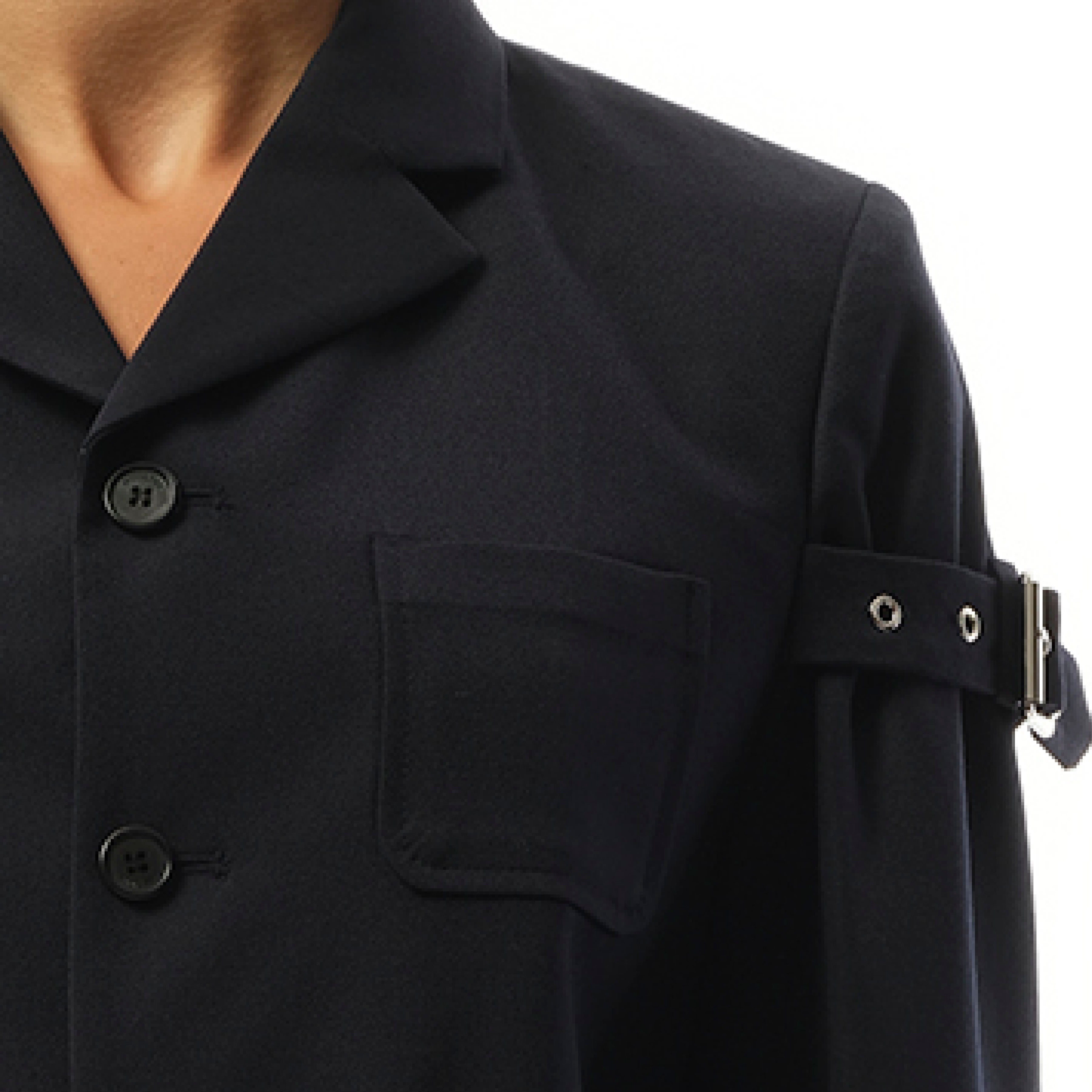 Jacket With Sleeve Strap Detail in Navy - 3