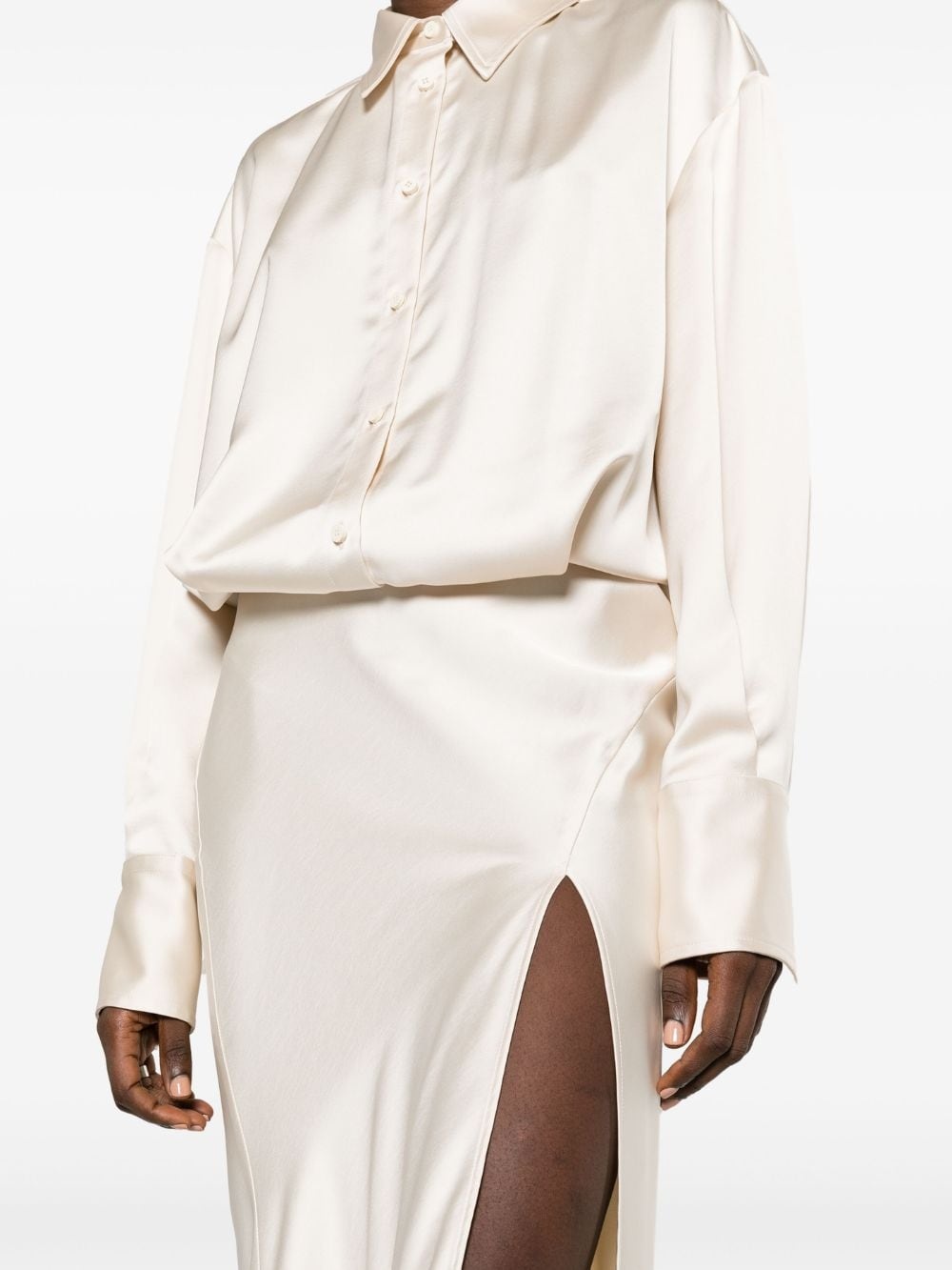 long-sleeve satin gown - 5